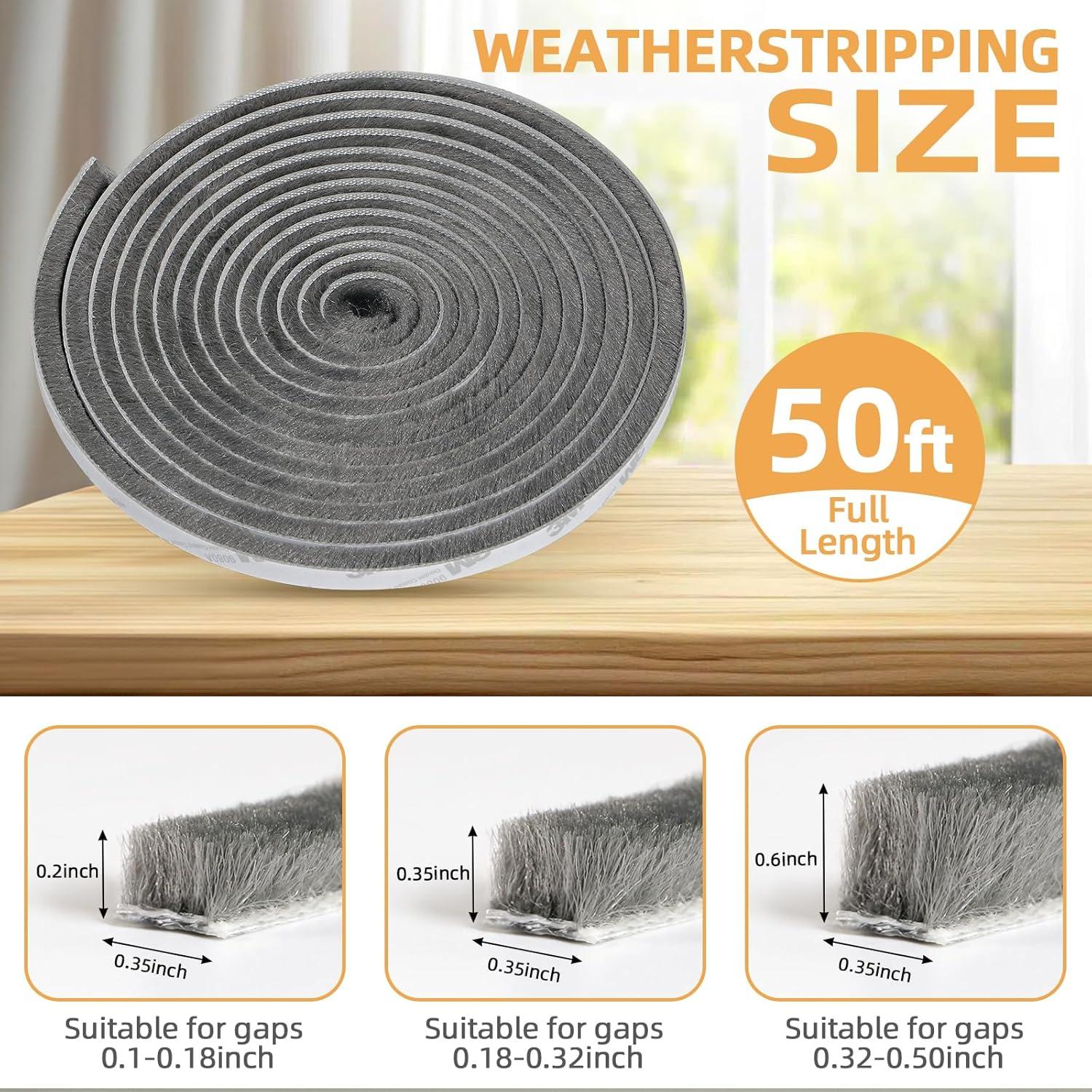 Sellador de Puerta FLYZZZ 15.24m Fieltro Gris 0.89cm Ancho