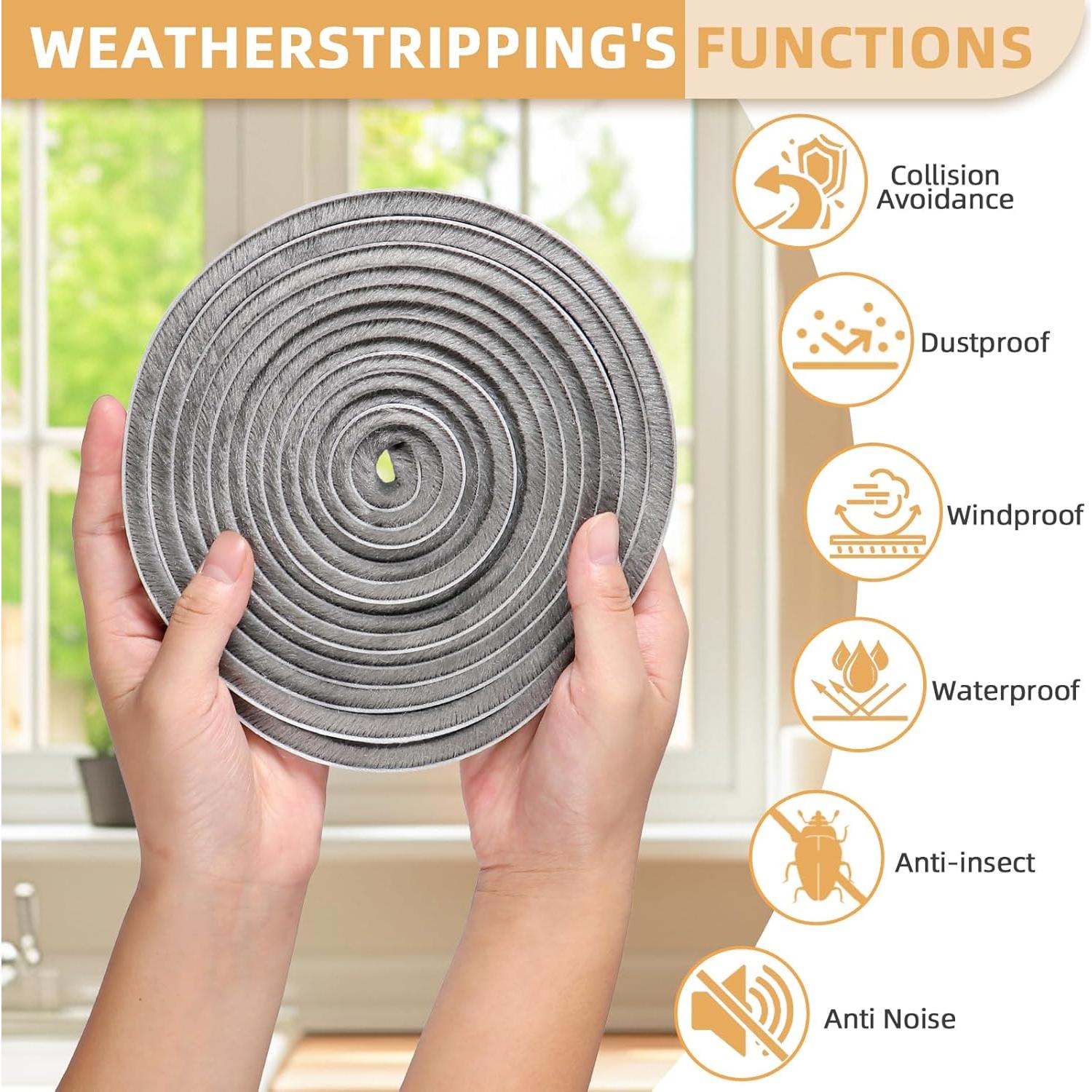 Sellador de Puerta FLYZZZ 15.24m Fieltro Gris 0.89cm Ancho