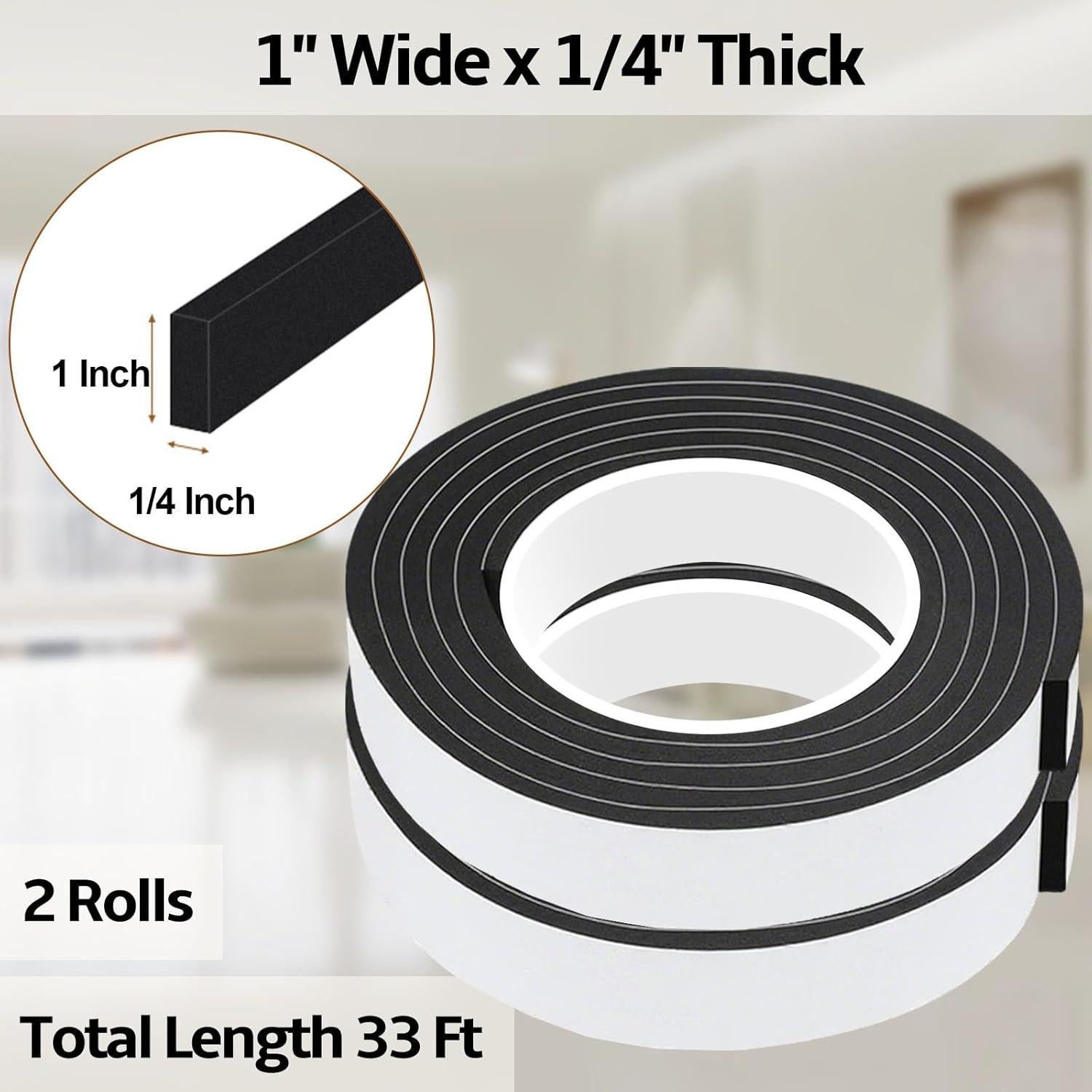 Cinta de sellado EVA CHENYA 2 rollos 10.06 m negra 1 cm x 0.6 cm