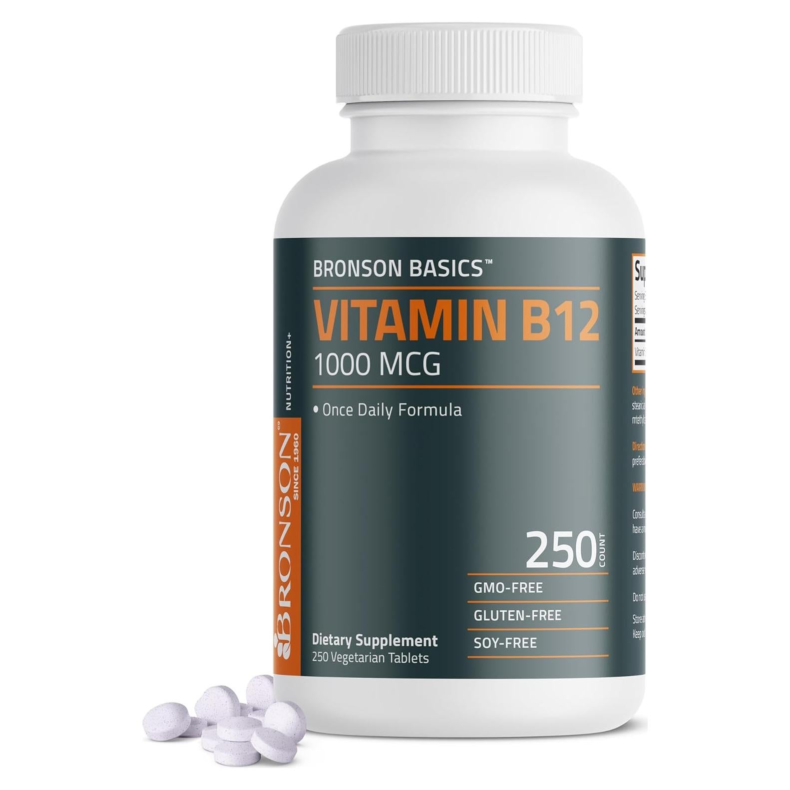 Vitamina B12 Bronson 1000mcg 250 Tabletas Vegetarianas