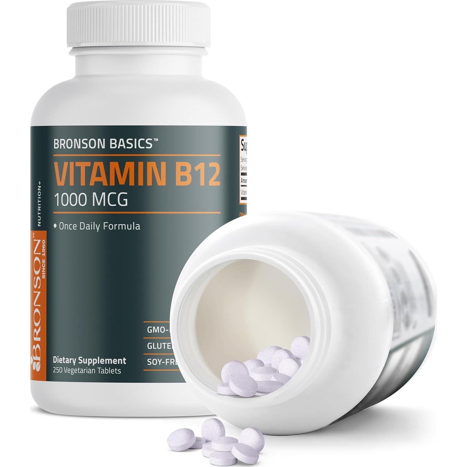 Vitamina B12 Bronson 1000mcg 250 Tabletas Vegetarianas