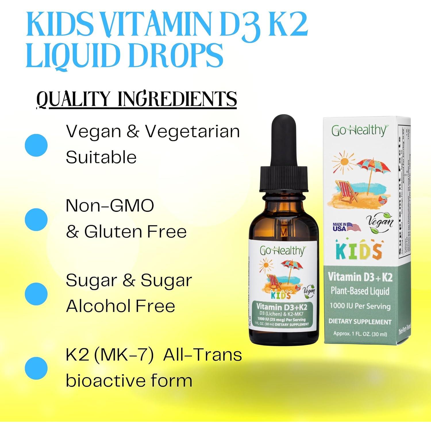 Multivitaminas líquidas Go Healthy Kids + Vitamina D3 K2