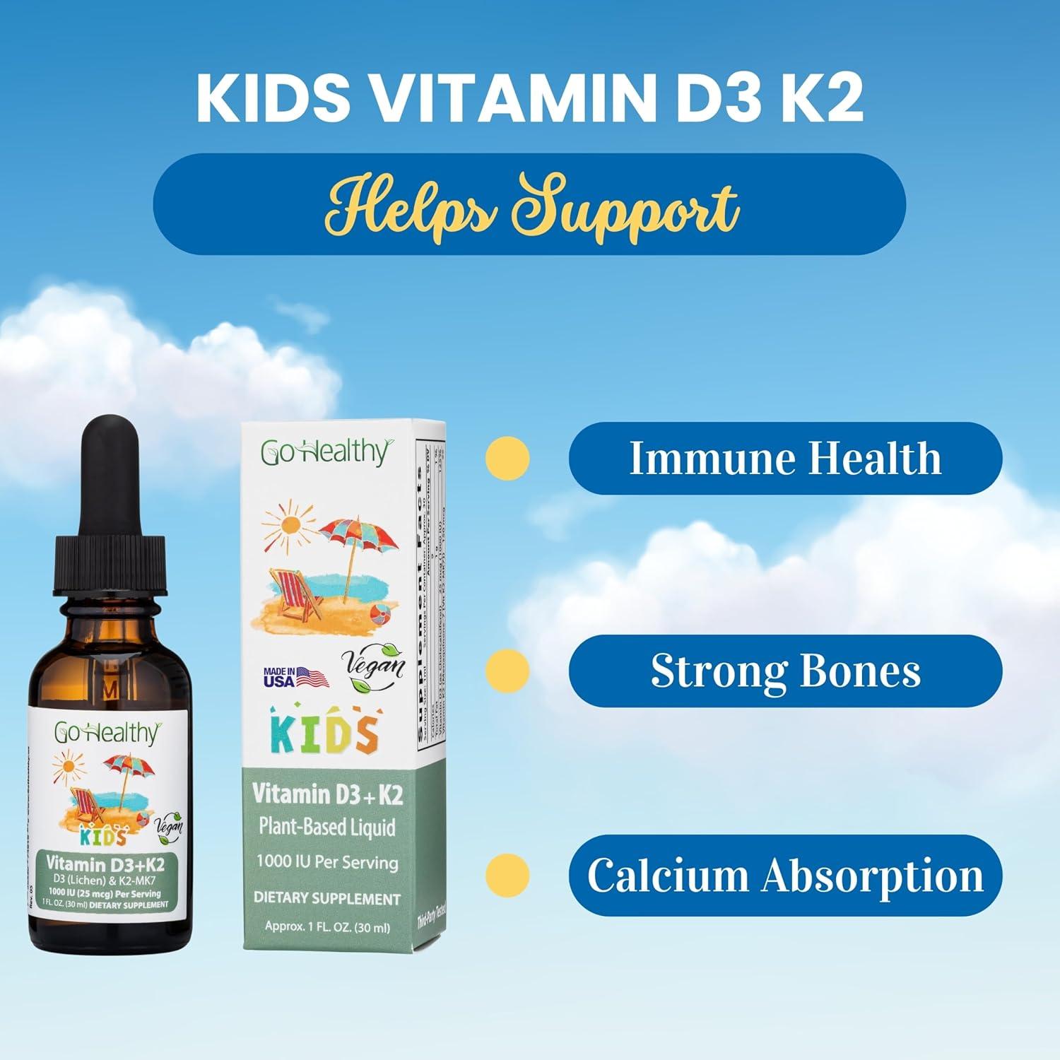 Multivitaminas líquidas Go Healthy Kids + Vitamina D3 K2