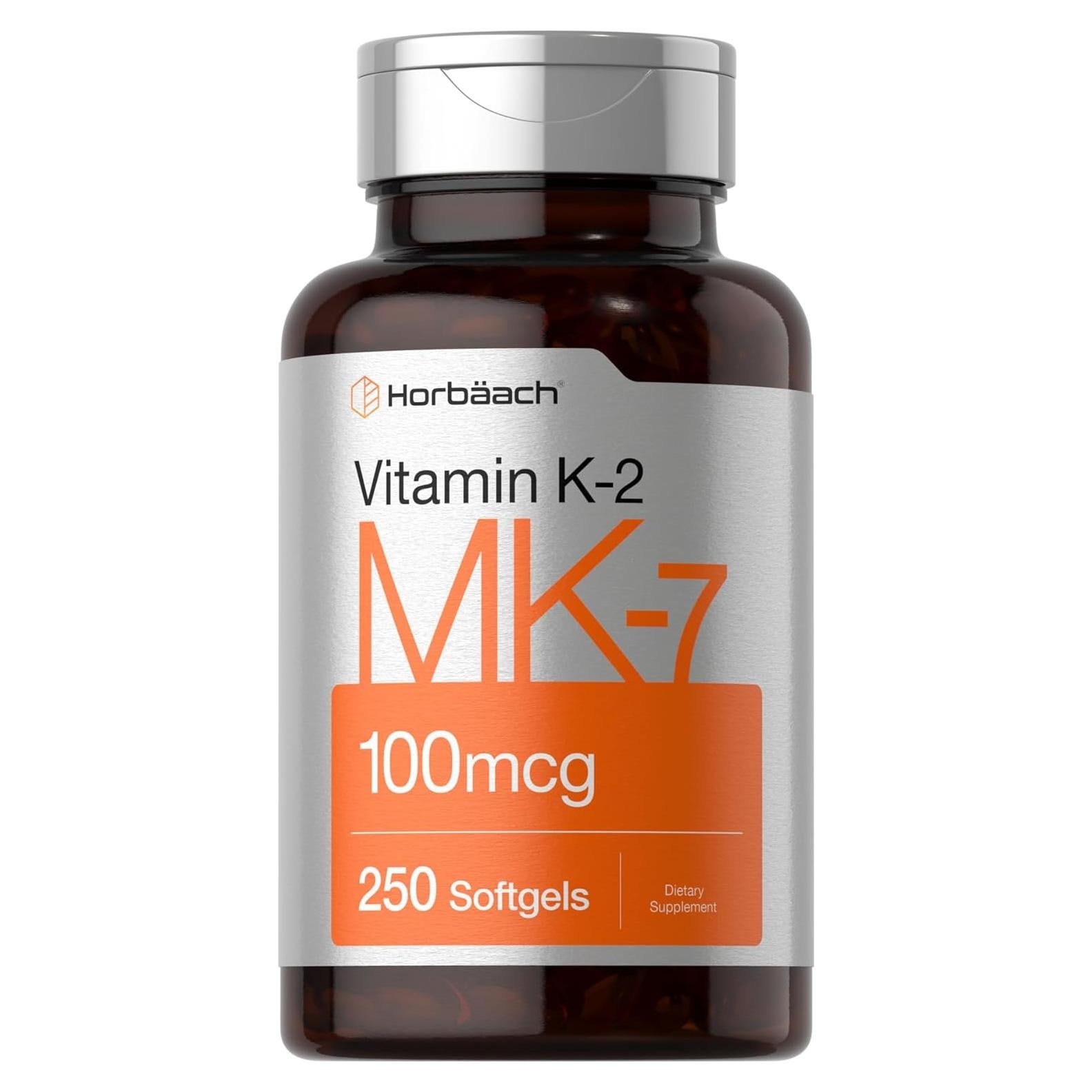 Vitamina K2 MK7 100mcg Horbäach - 250 Softgels Sin OGM