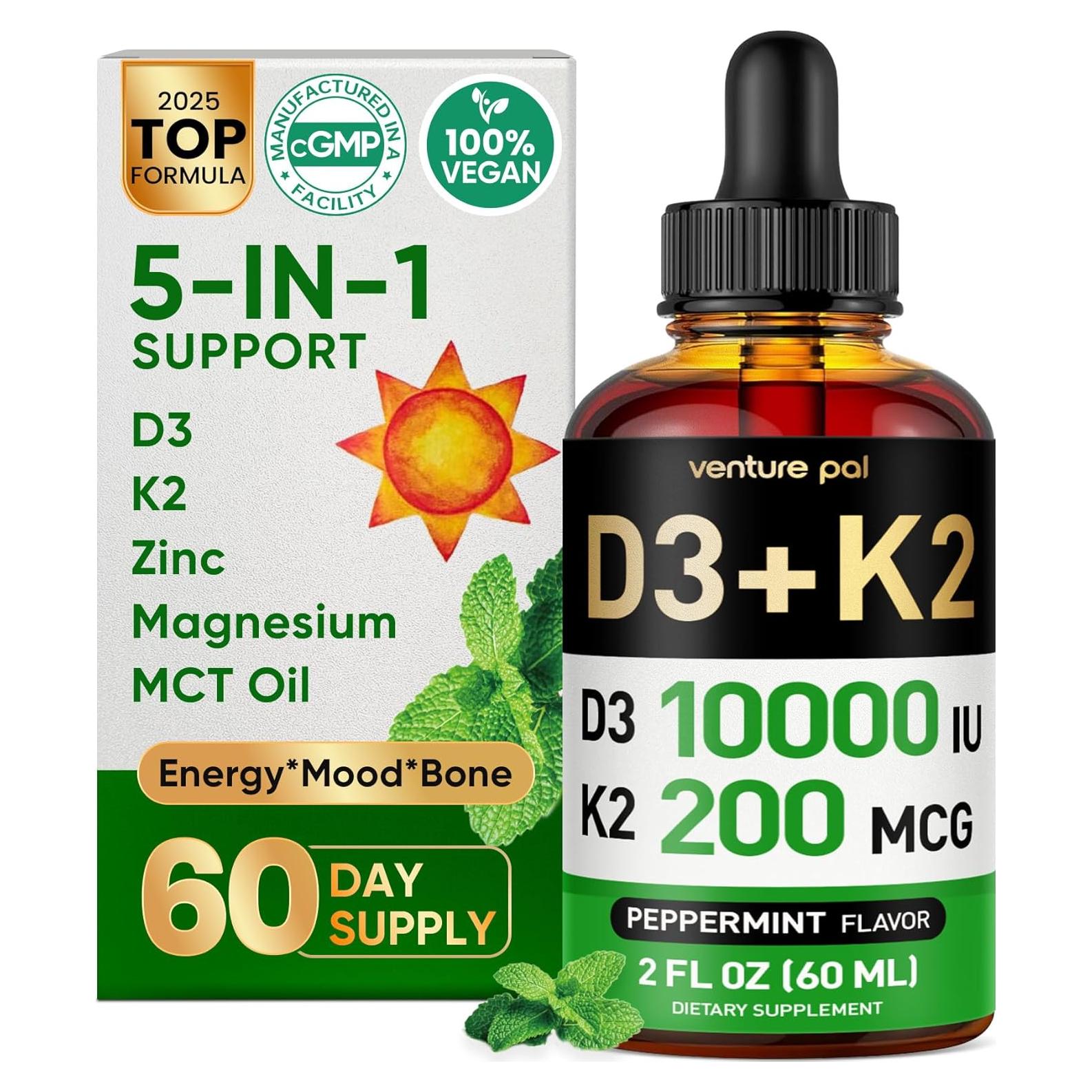 Vitamina D3 10000 UI y K2 200 mcg Venture Pal - 60 Días