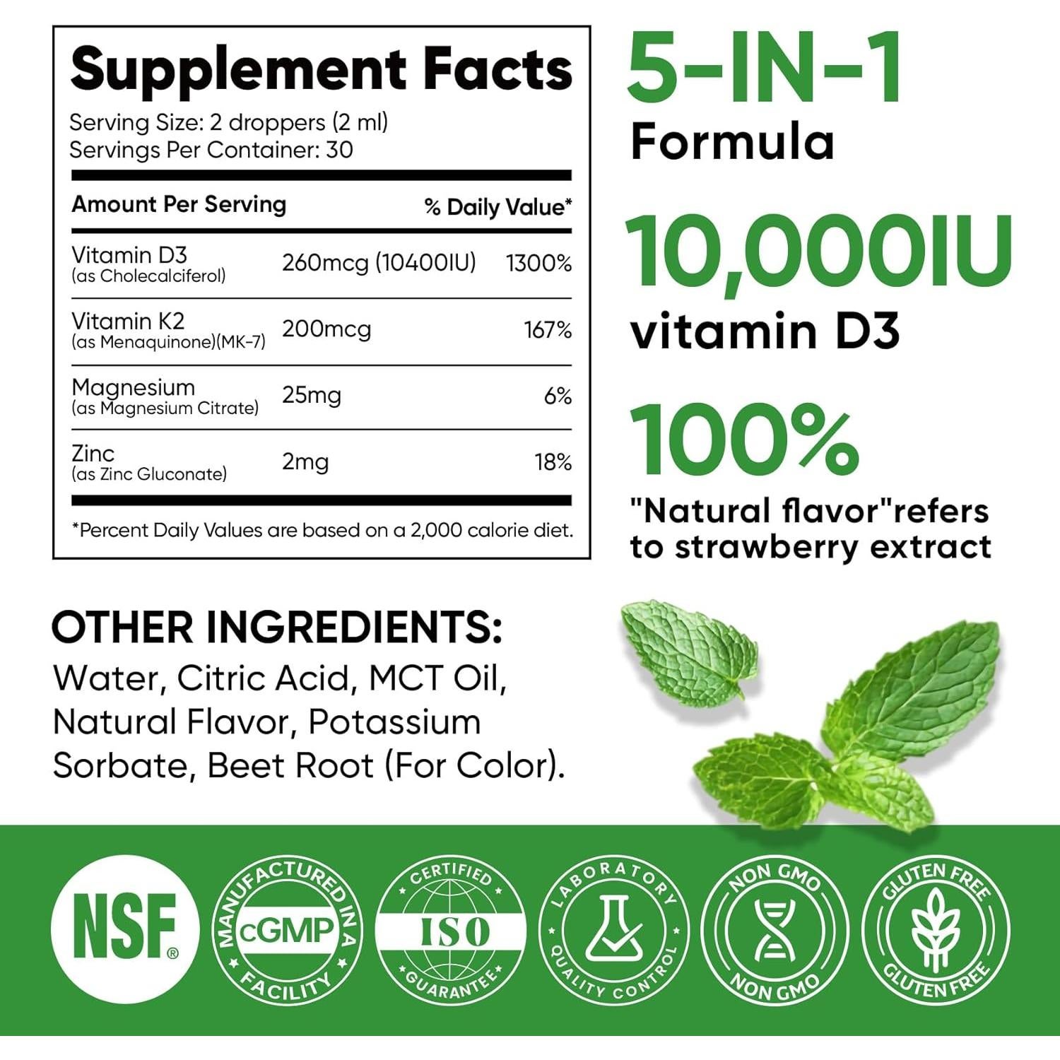 Vitamina D3 10000 UI y K2 200 mcg Venture Pal - 60 Días