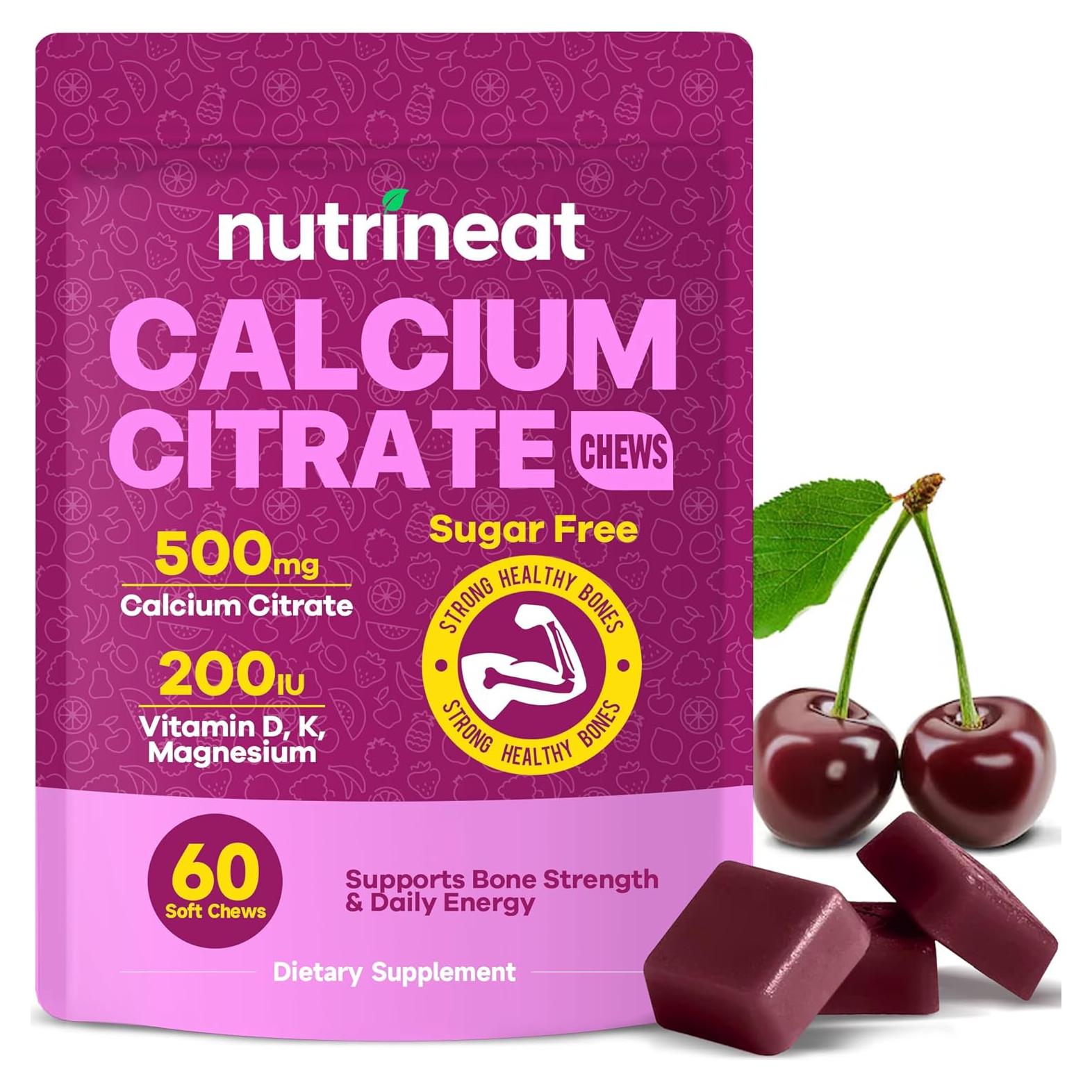 Chicles de Calcio NutriNeat 500mg con Vitamina D y K - 60 Unidades
