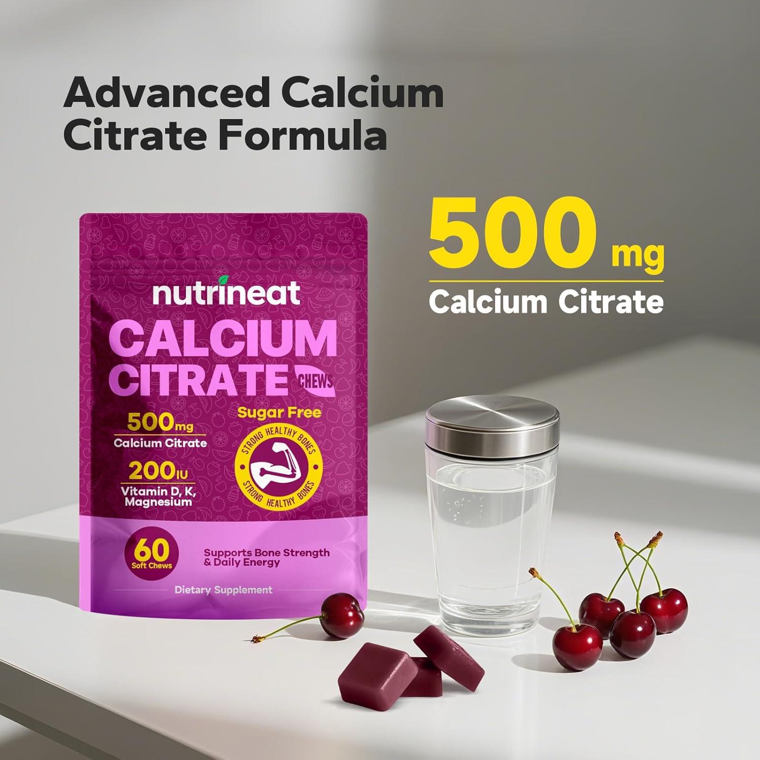 Chicles de Calcio NutriNeat 500mg con Vitamina D y K - 60 Unidades
