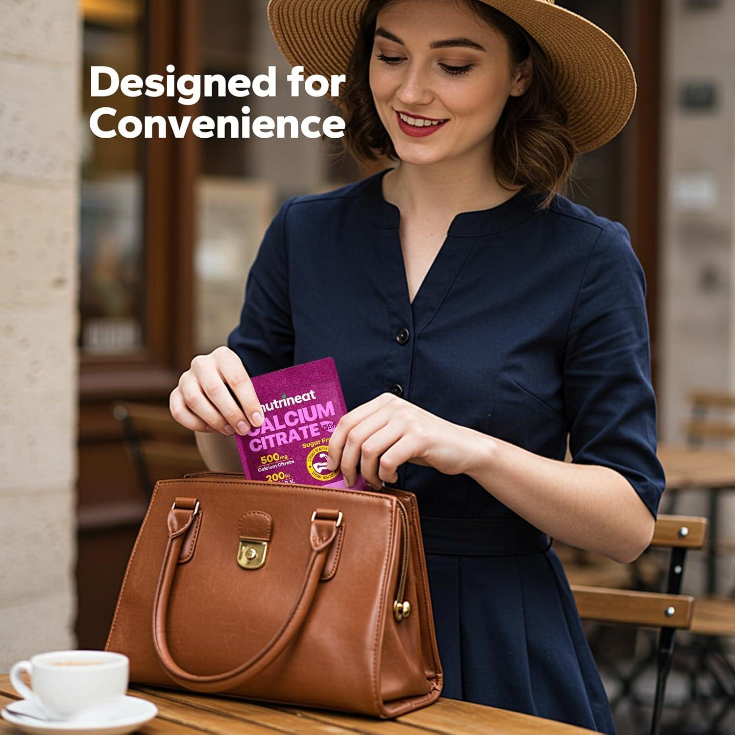 Chicles de Calcio NutriNeat 500mg con Vitamina D y K - 60 Unidades