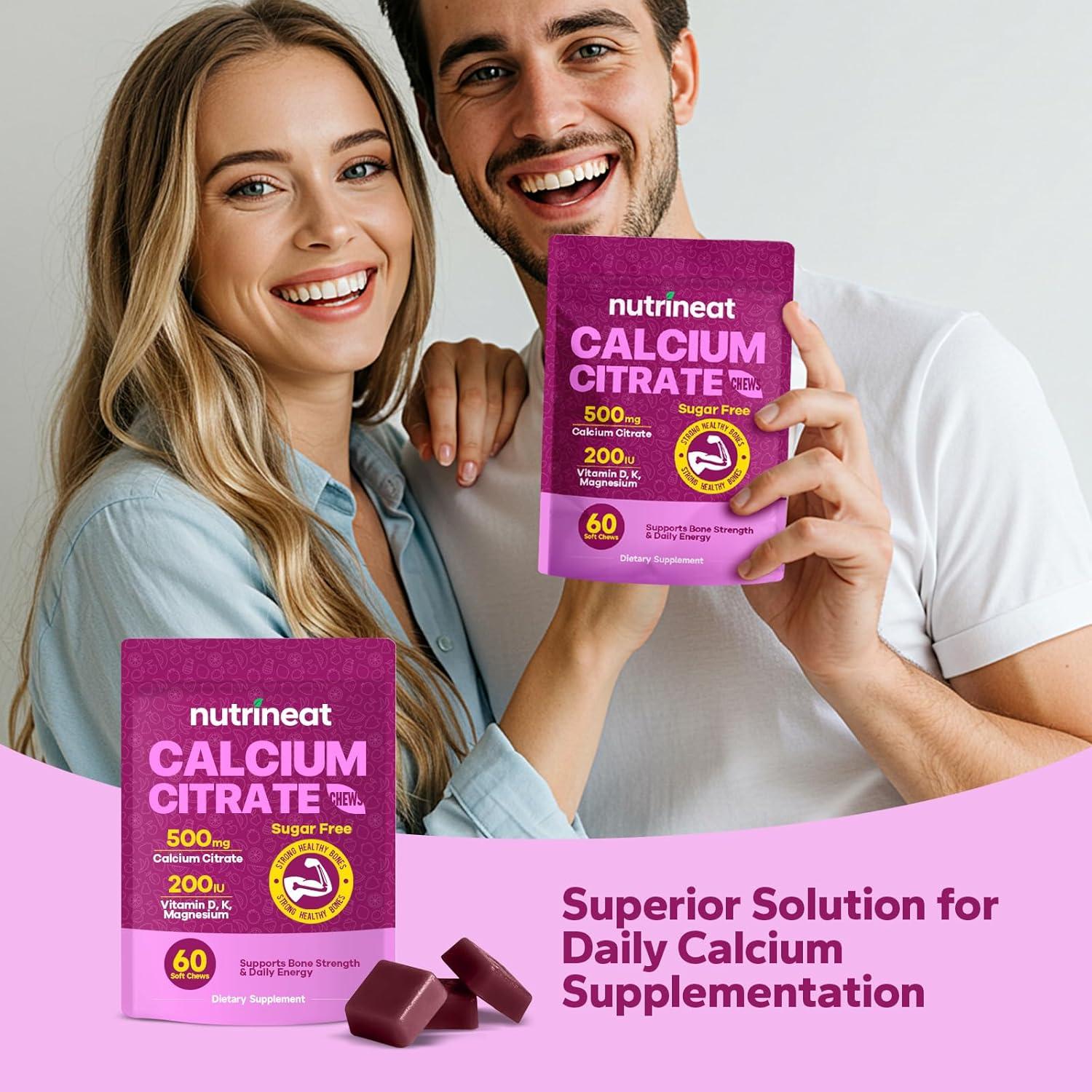 Chicles de Calcio NutriNeat 500mg con Vitamina D y K - 60 Unidades