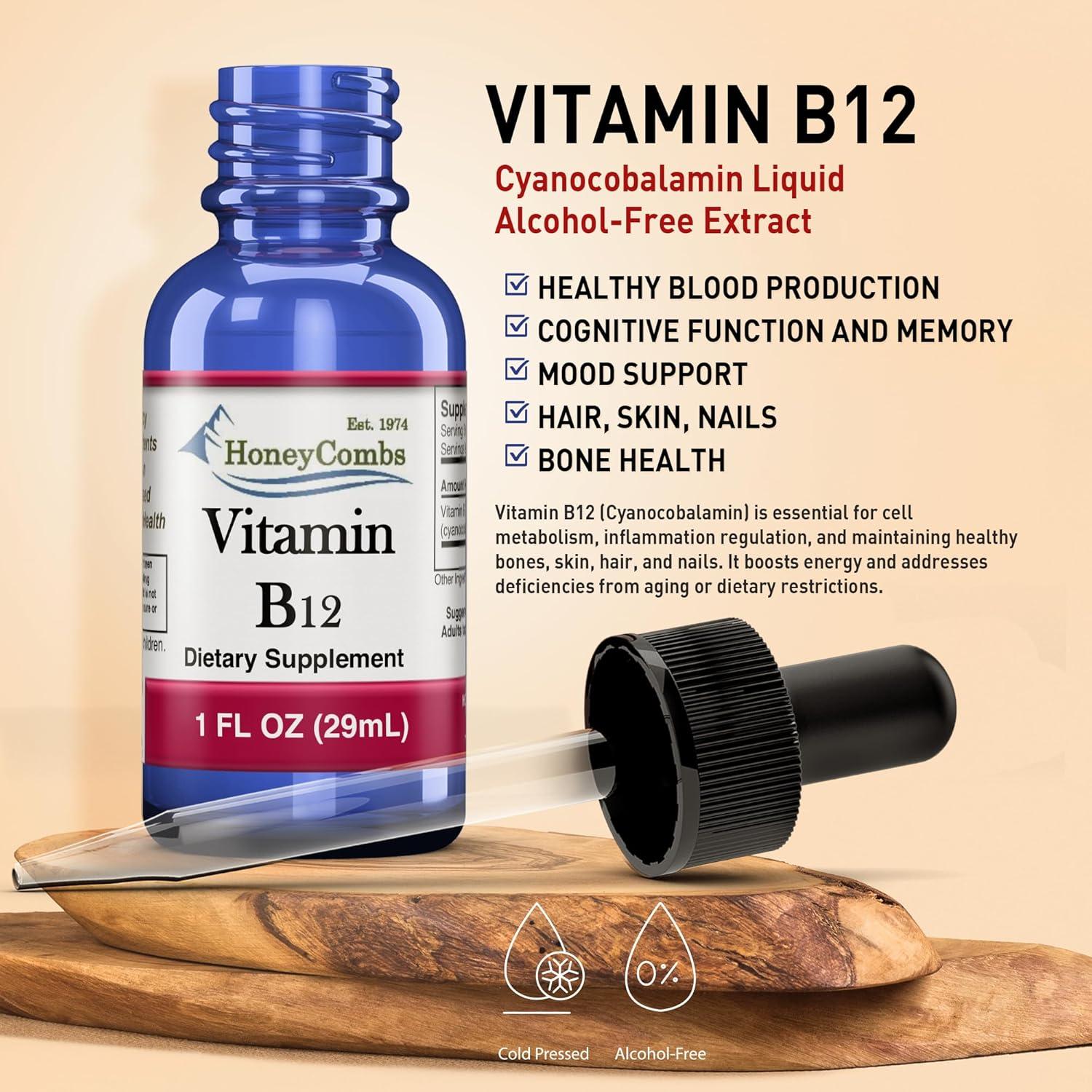 Gotas Líquidas de Vitamina B12 HoneyCombs 29.57 ml - Veganas