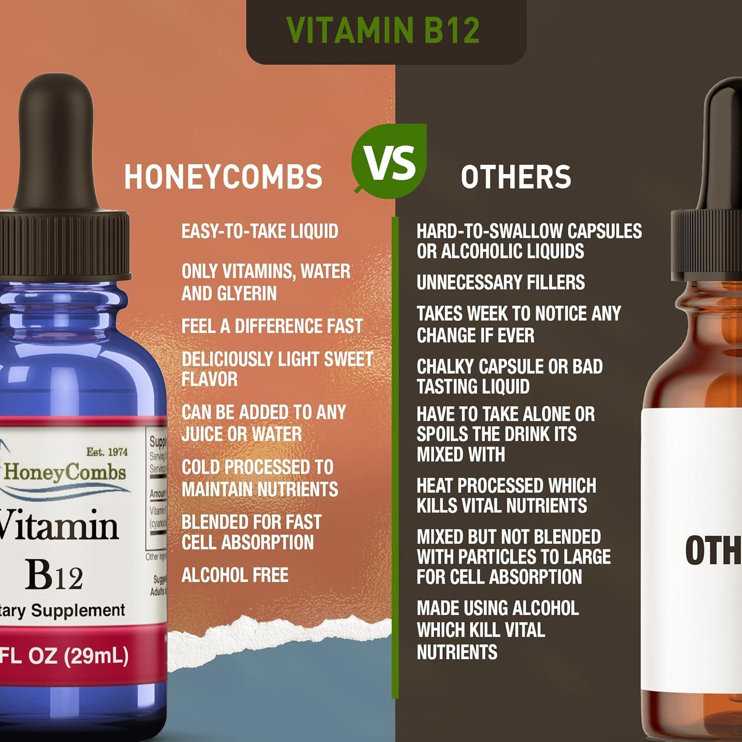 Gotas Líquidas de Vitamina B12 HoneyCombs 29.57 ml - Veganas