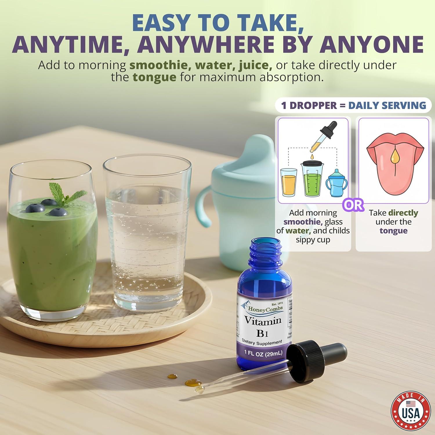 Gotas Líquidas de Vitamina B1 HoneyCombs 29.57 ml Veganas