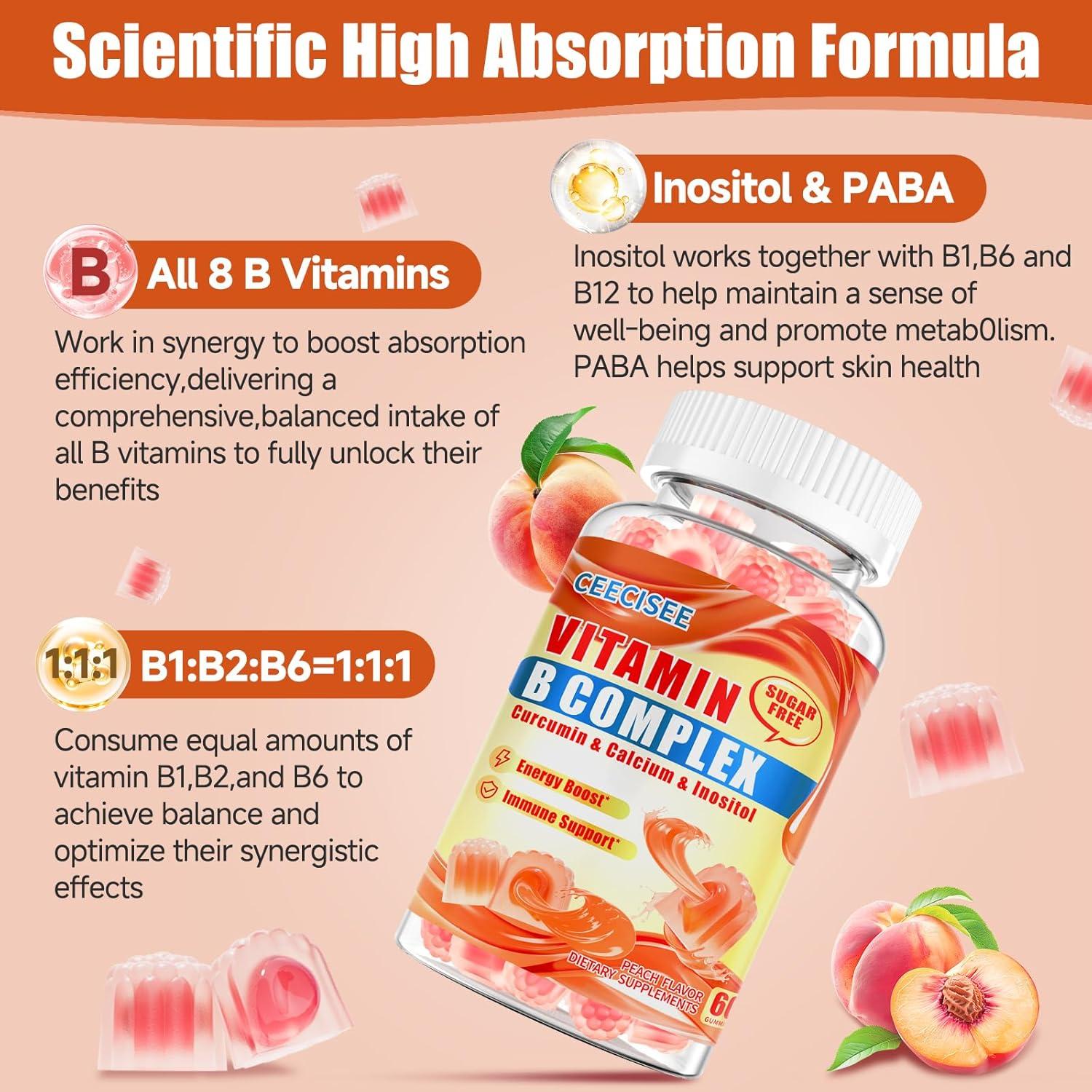 Gomas Vitaminas B Metiladas Ceecisee 60 Unidades Durazno