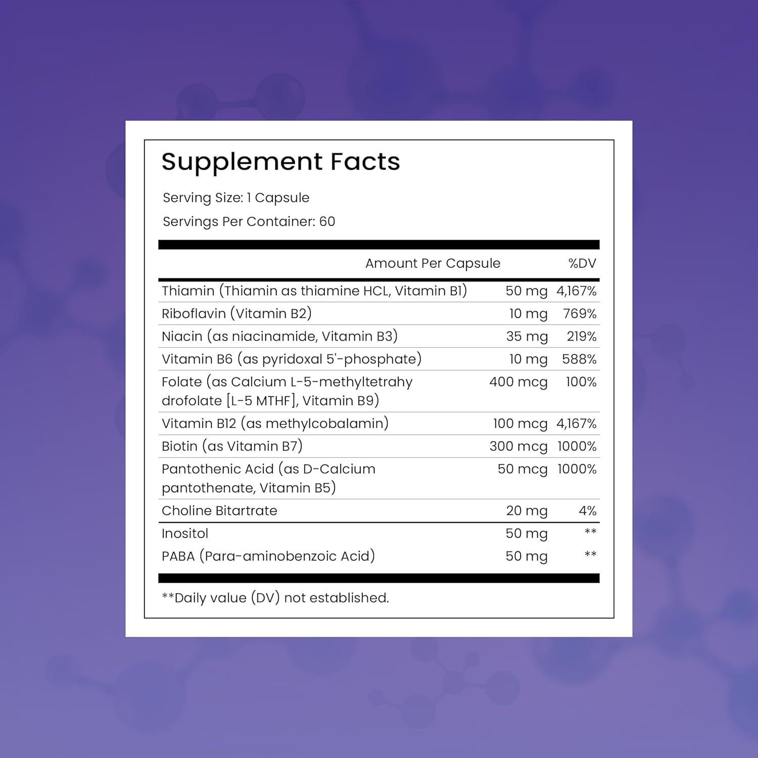 Complejo de Vitaminas B Thomas 60 Cápsulas Veganas Energía y Bienestar