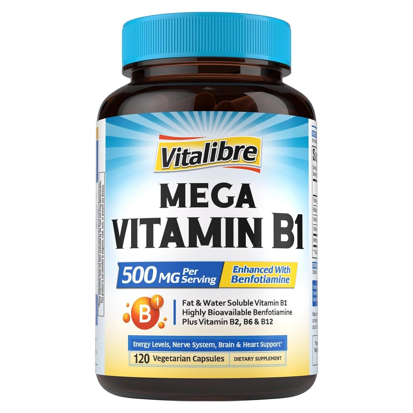 Mega Vitamina B1 500 mg Vitalibre - Energía y Nervios Saludables