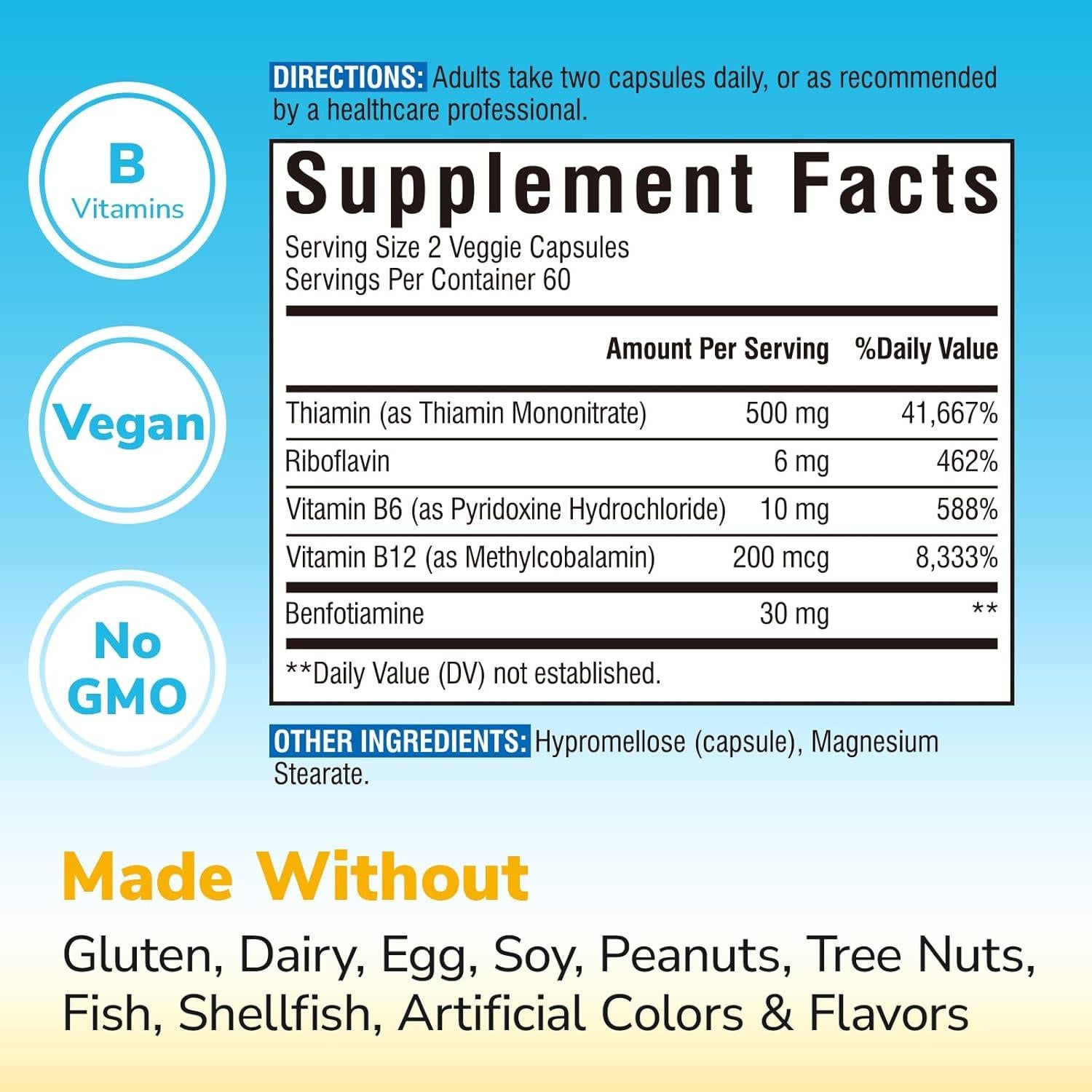 Mega Vitamina B1 500 mg Vitalibre - Energía y Nervios Saludables