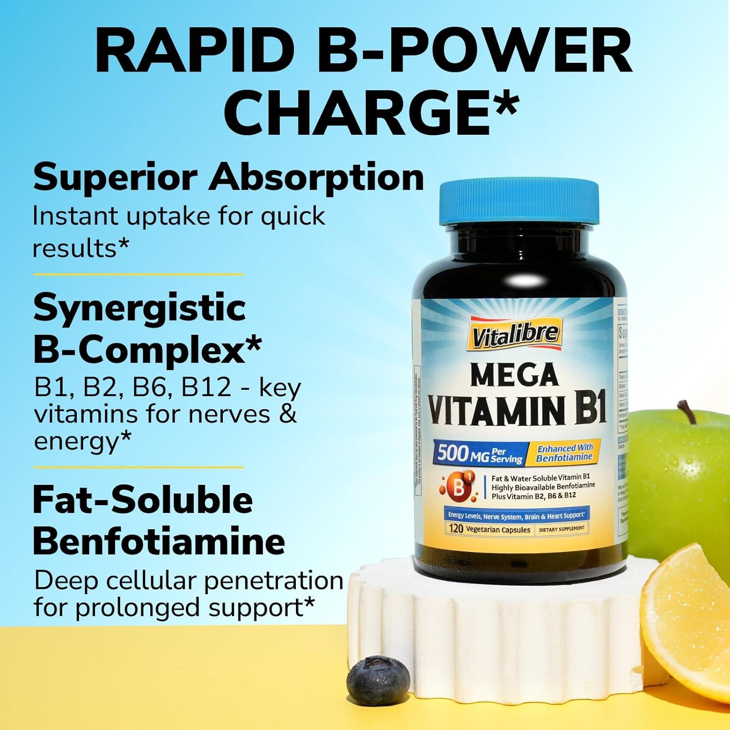 Mega Vitamina B1 500 mg Vitalibre - Energía y Nervios Saludables