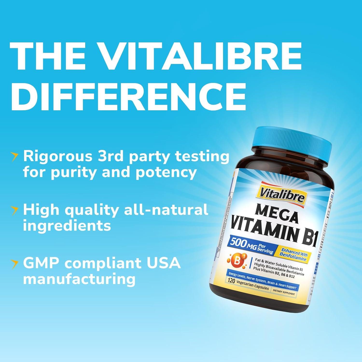 Mega Vitamina B1 500 mg Vitalibre - Energía y Nervios Saludables