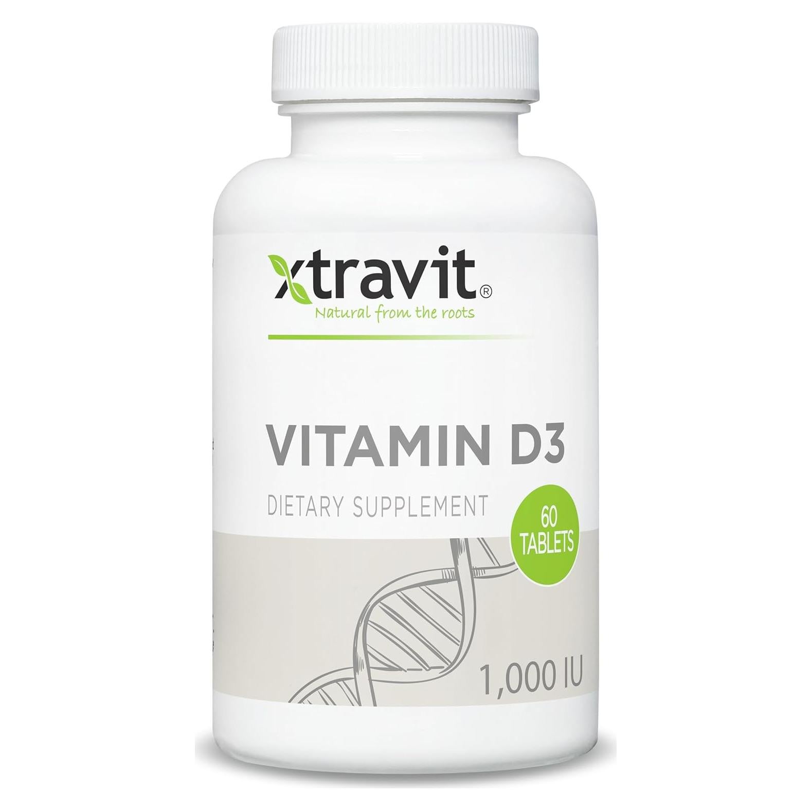 Suplemento de Vitamina D3 Xtravit 1000UI Vegano 60 Tabletas