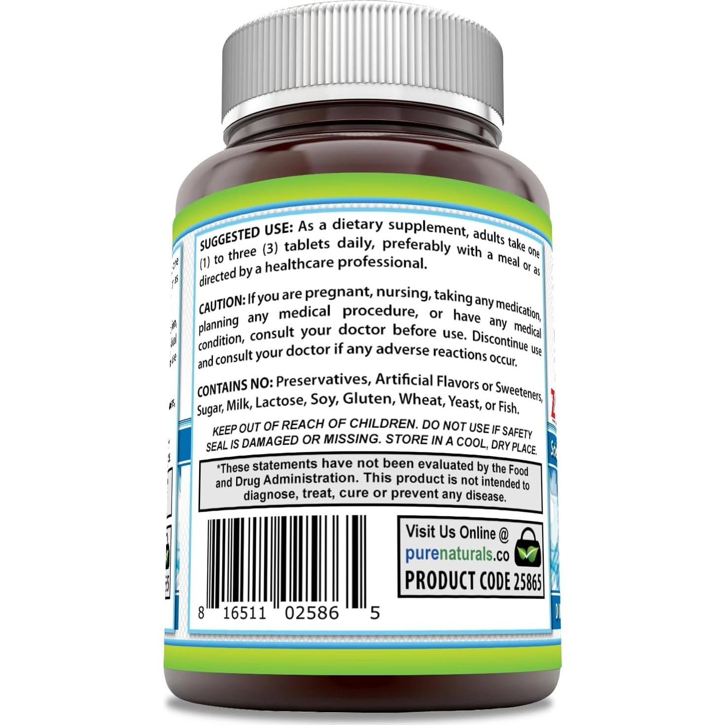 Suplemento de Calcio Magnesio Zinc Vitamina D3 Pure Naturals 150 Tabletas
