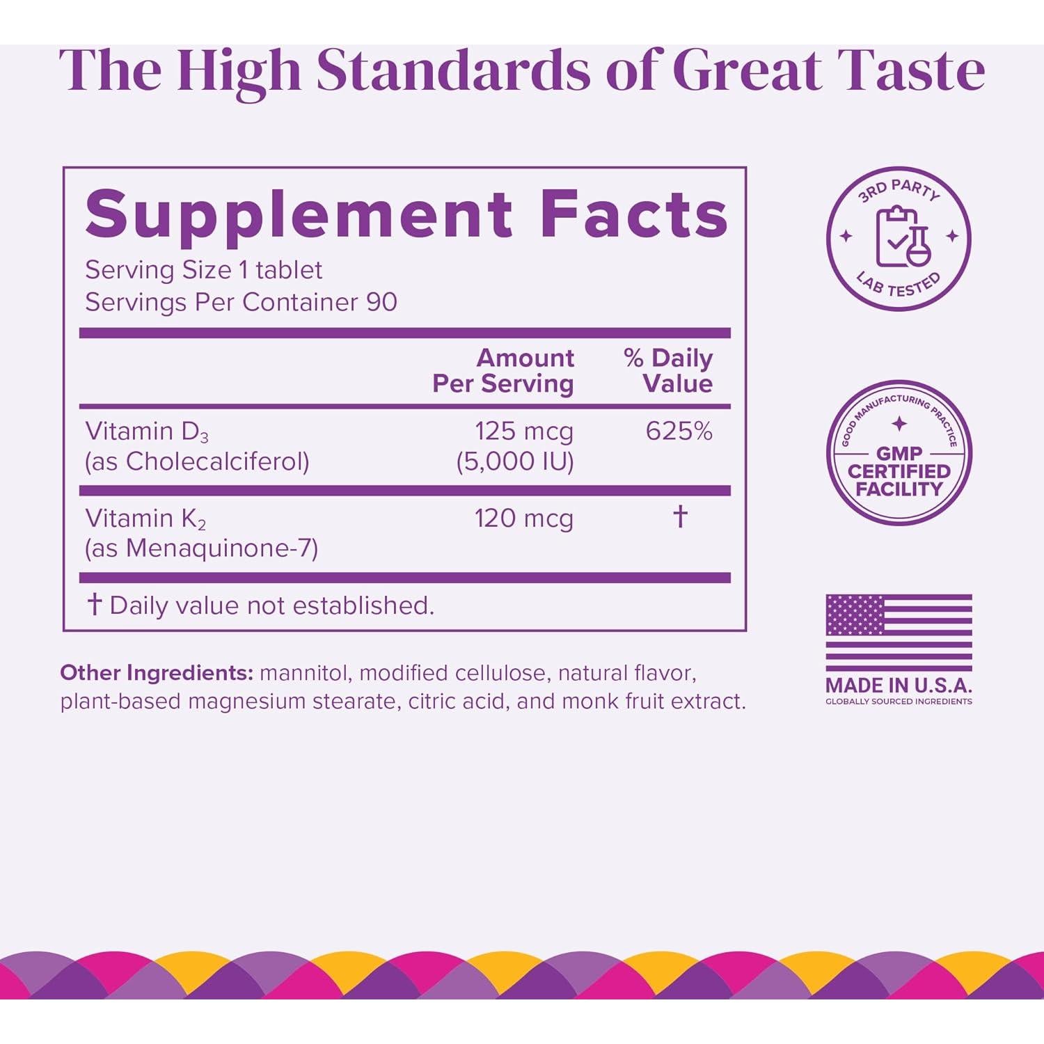 Barimelts D3 + K2 Rápida Disolución 90 Tabletas Sabor Manzana