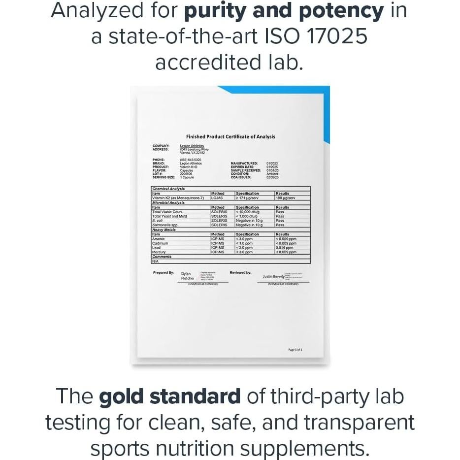 Suplemento Vitamina D3 K2 Legion - Salud Ósea y Cardiovascular