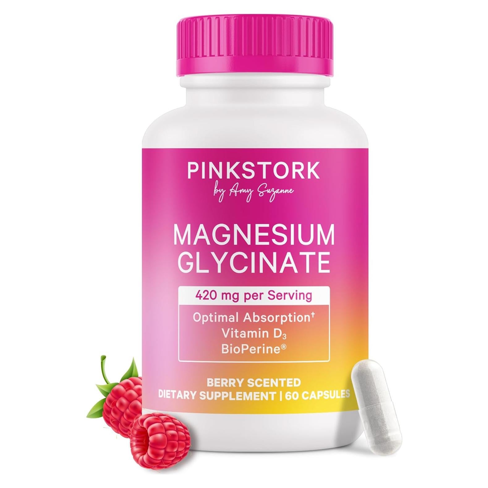 Suplemento de Magnesio Glycinate Pink Stork 60 Cápsulas con Vitamina D
