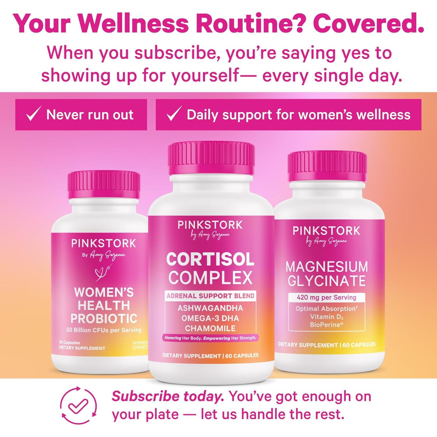 Suplemento de Magnesio Glycinate Pink Stork 60 Cápsulas con Vitamina D