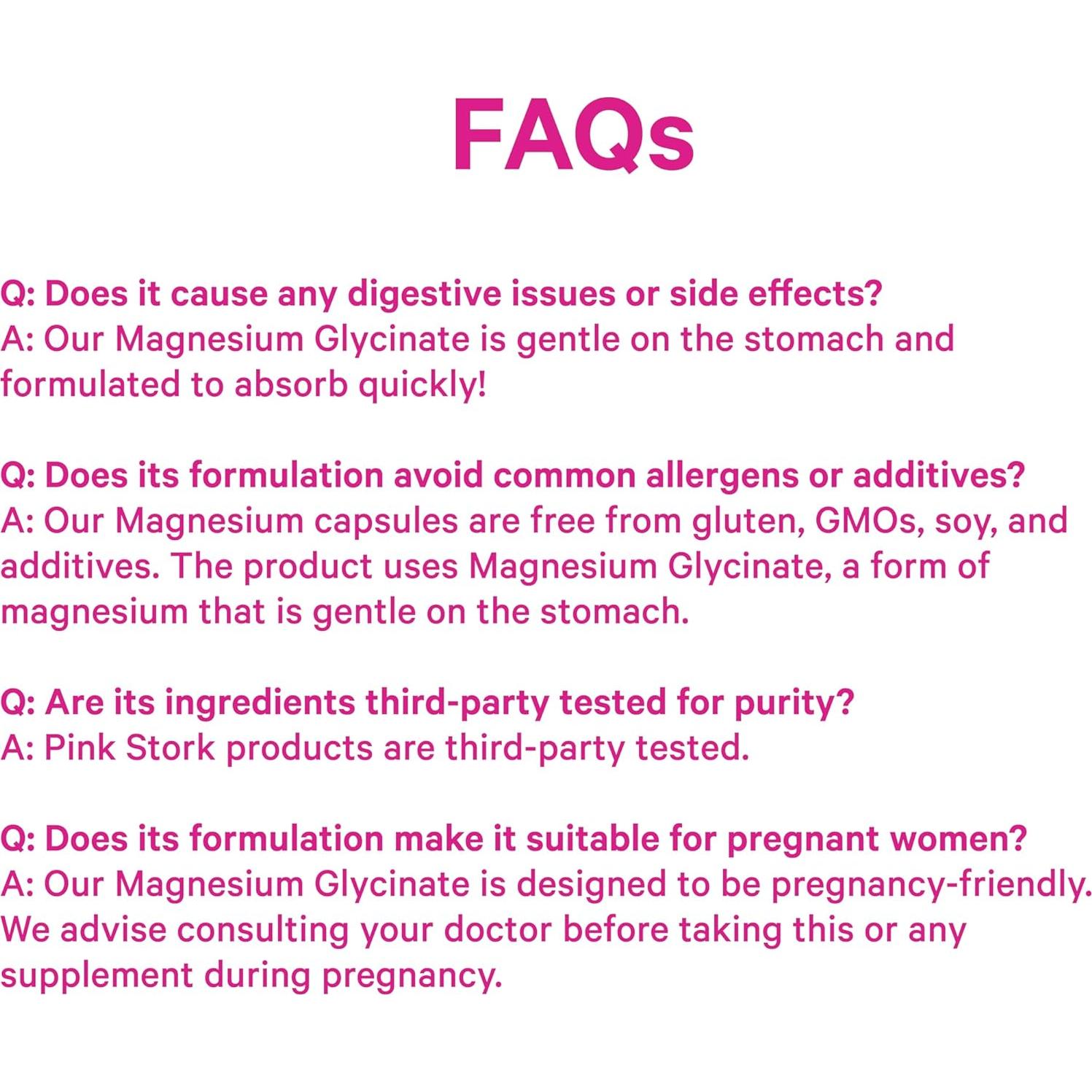 Suplemento de Magnesio Glycinate Pink Stork 60 Cápsulas con Vitamina D