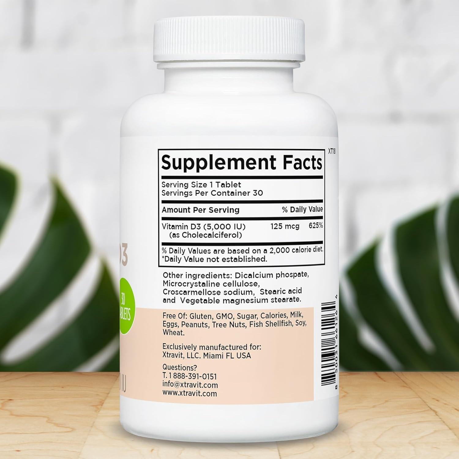 Suplemento de Vitamina D3 Xtravit 5000 UI - 30 Tabletas