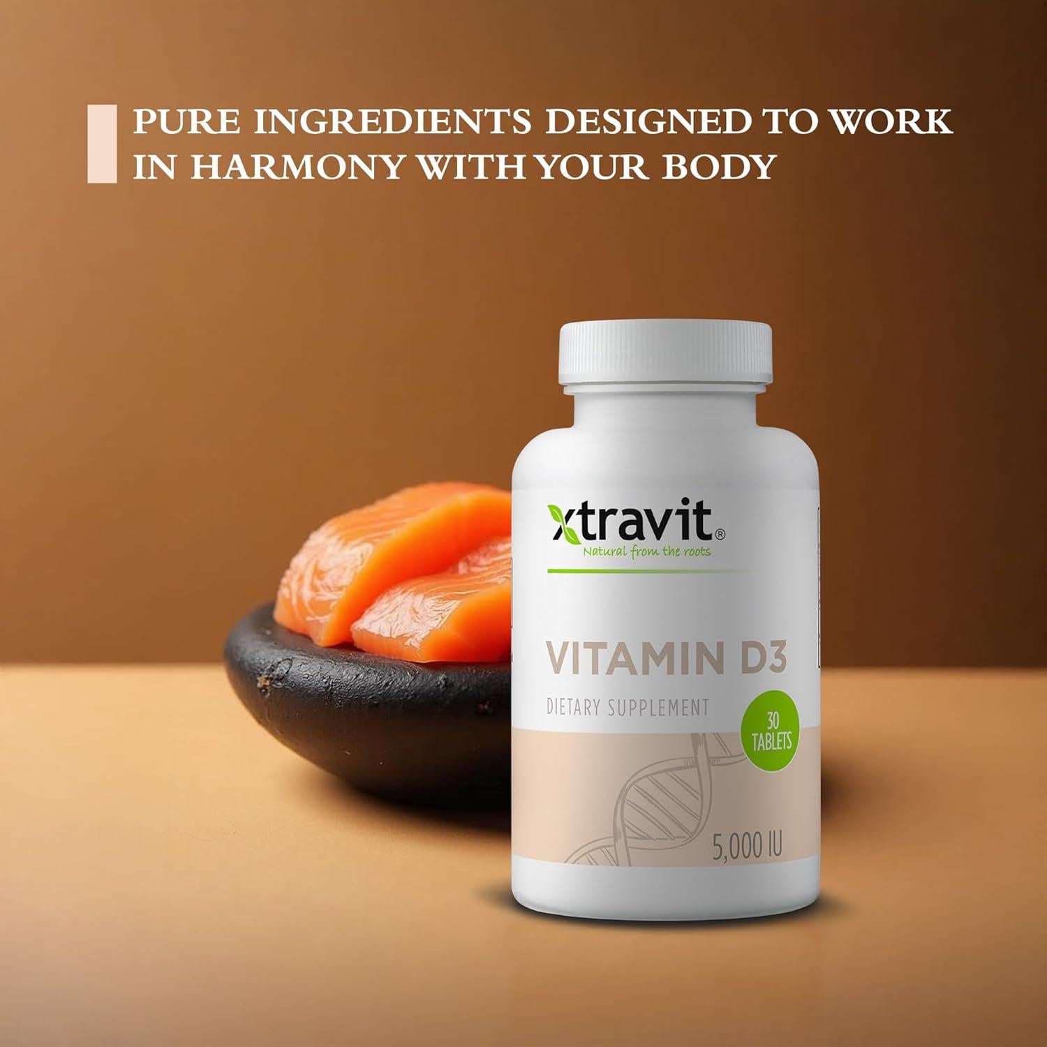 Suplemento de Vitamina D3 Xtravit 5000 UI - 30 Tabletas