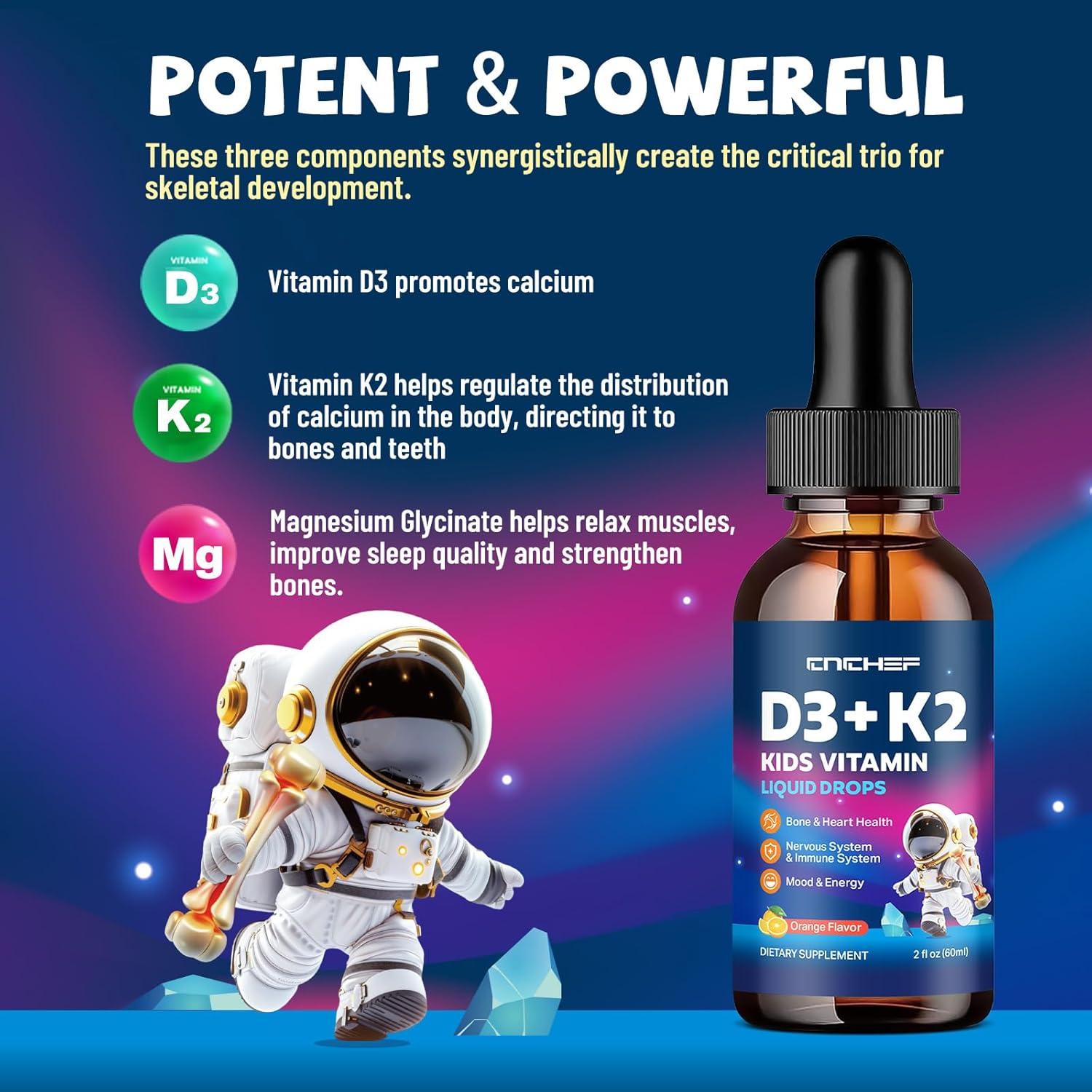 Gotas de Vitamina D3 K2 para Niños CNCHEF 60 ml Naranja