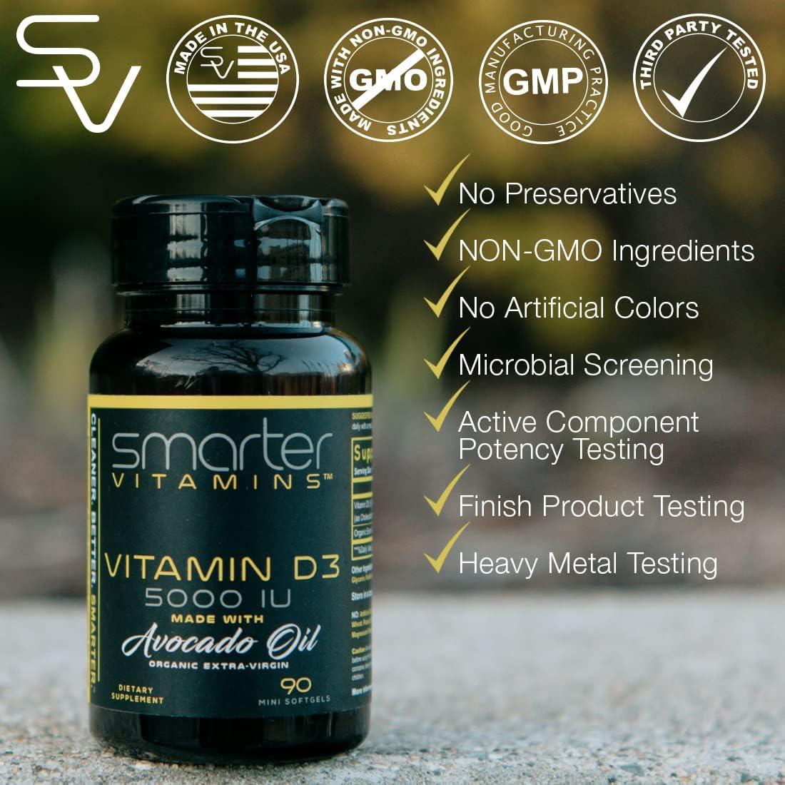 Vitamina D3 5000 UI Smarter en Aceite de Aguacate 90 Mini Gelatinas