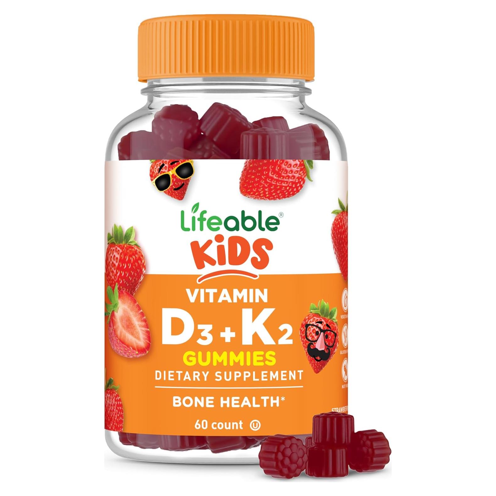 Gomitas de Vitamina D3 K2 Lifeable 1000iu 60 Unidades