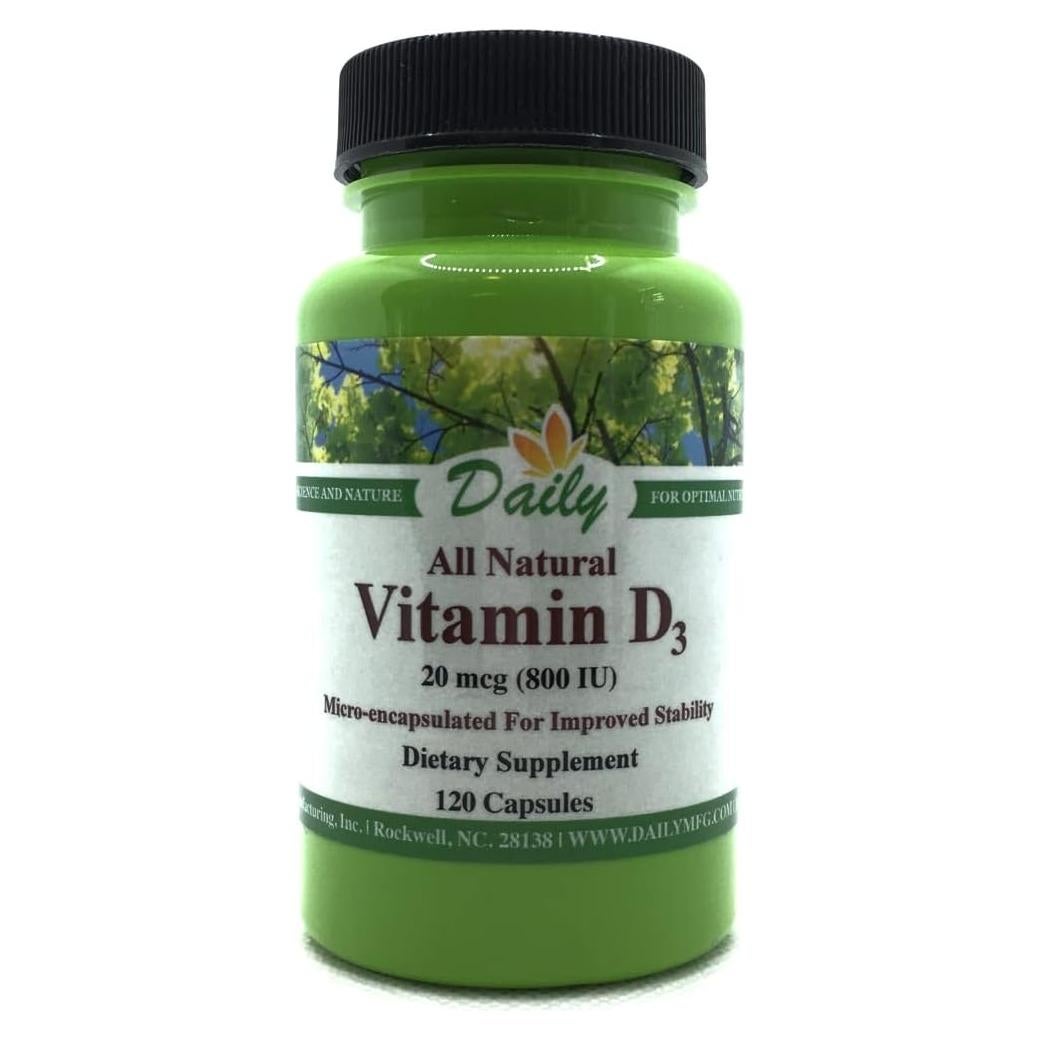 Vitamina D3 800 UI Daily 120 Cápsulas Vegetarianas Kosher