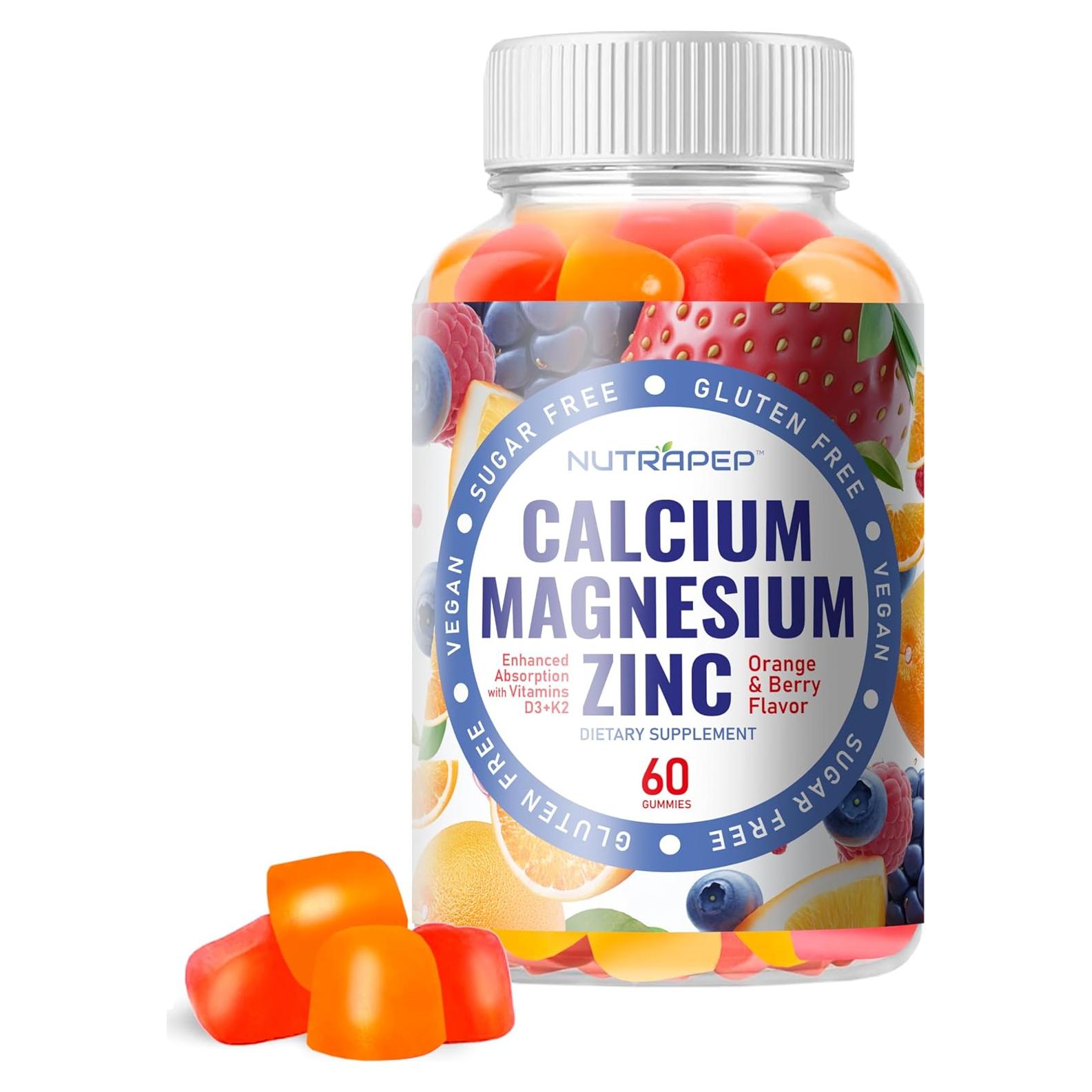 Gominolas de Calcio Magnesio Zinc NutraPep 600mg Sabor Naranja