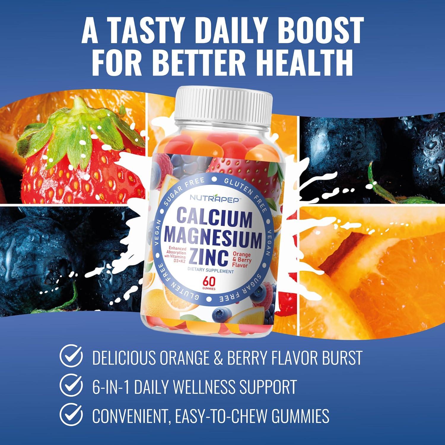 Gominolas de Calcio Magnesio Zinc NutraPep 600mg Sabor Naranja