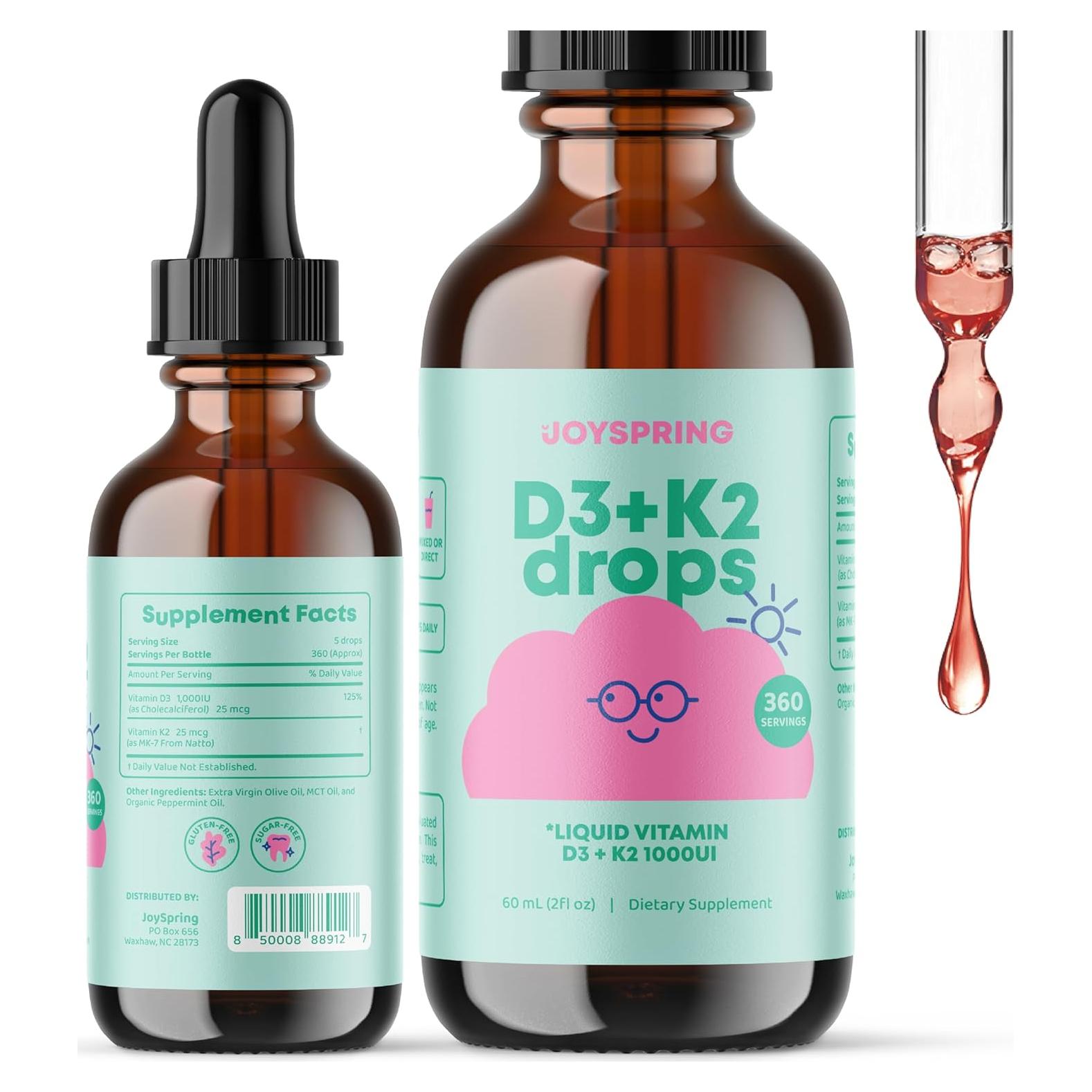 Gotas de Vitamina D3 + K2 JoySpring 59 ml - Suplemento Niños