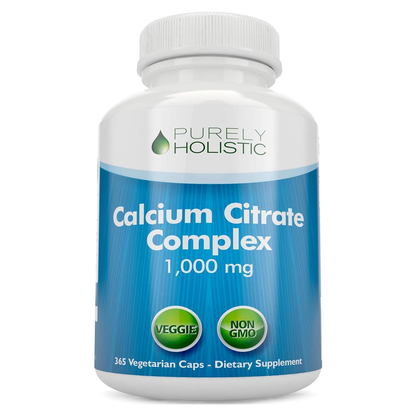 Citrato de Calcio 1000mg Purely Holistic - 365 Cápsulas Veganas