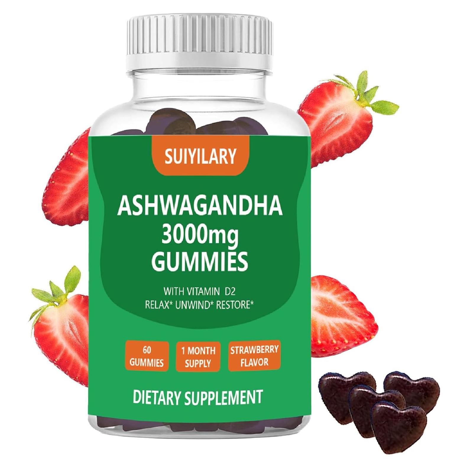 Gomitas de Ashwagandha 3000mg Suiyilary - 60 Unidades Sabor Fresa