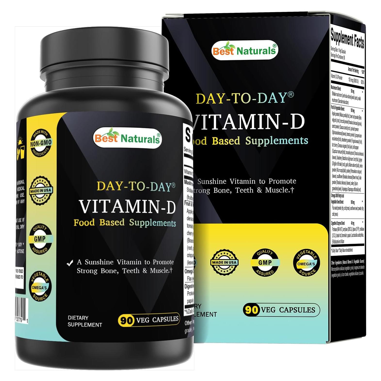 Vitamina D3 5000 UI Mejores Naturales 90 Cápsulas Veganas