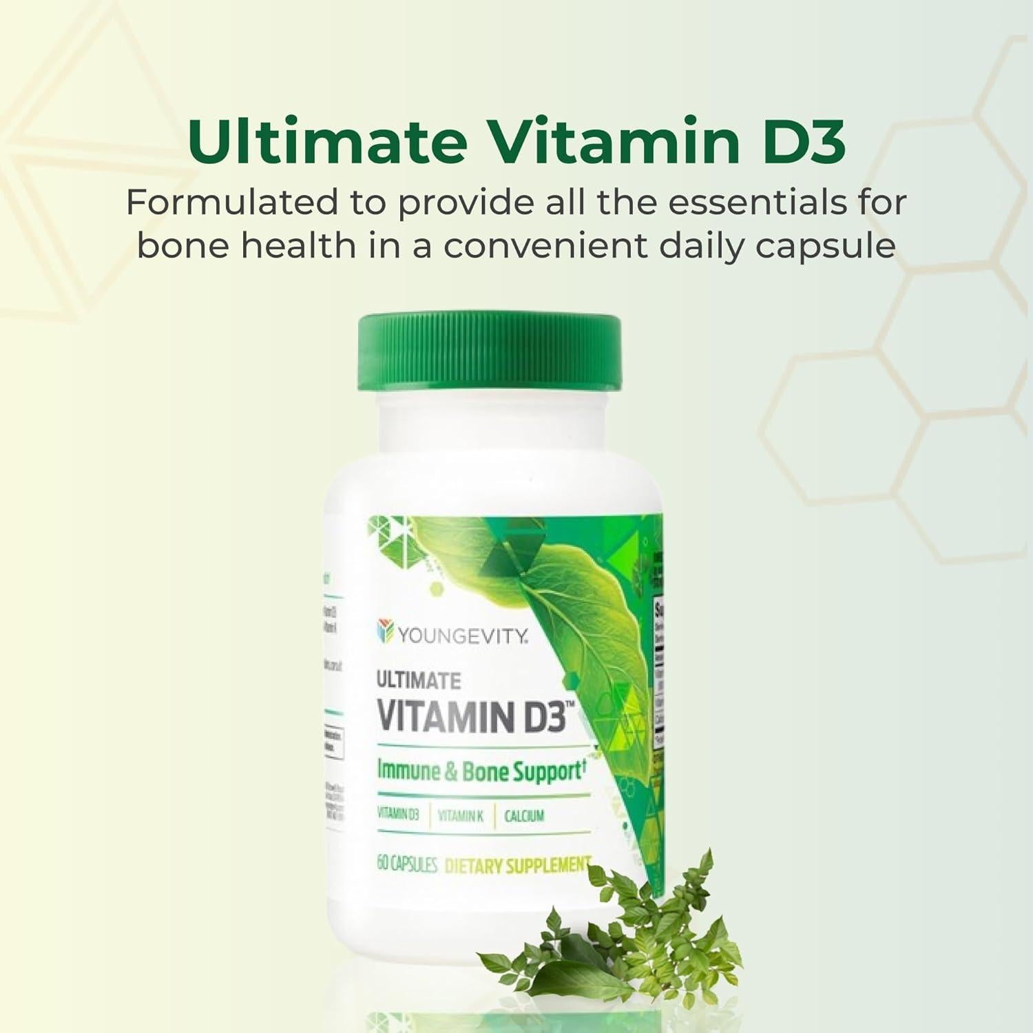 Youngevity Vitamina D3 5000 UI con K2 - 60 Cápsulas