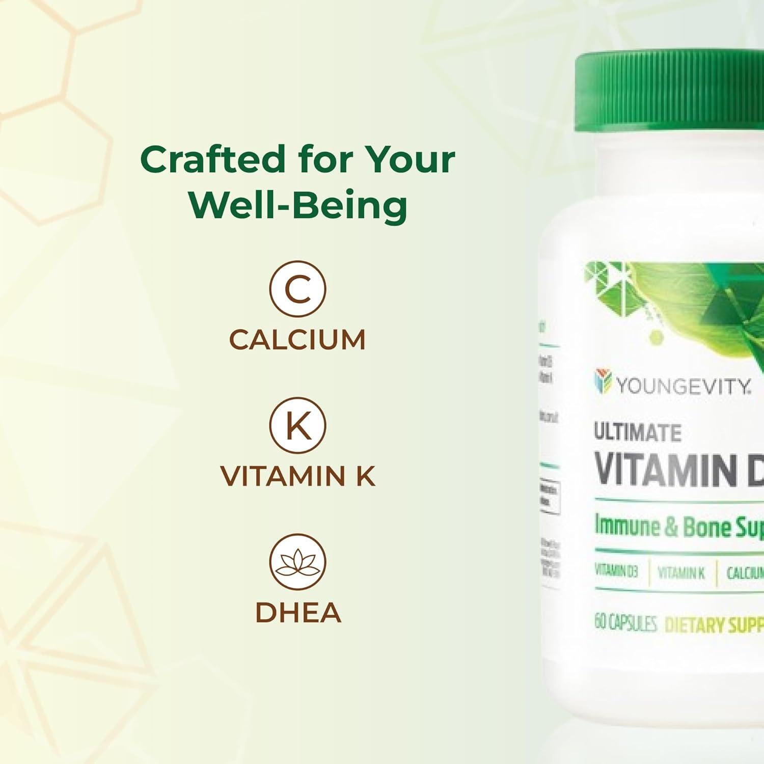 Youngevity Vitamina D3 5000 UI con K2 - 60 Cápsulas