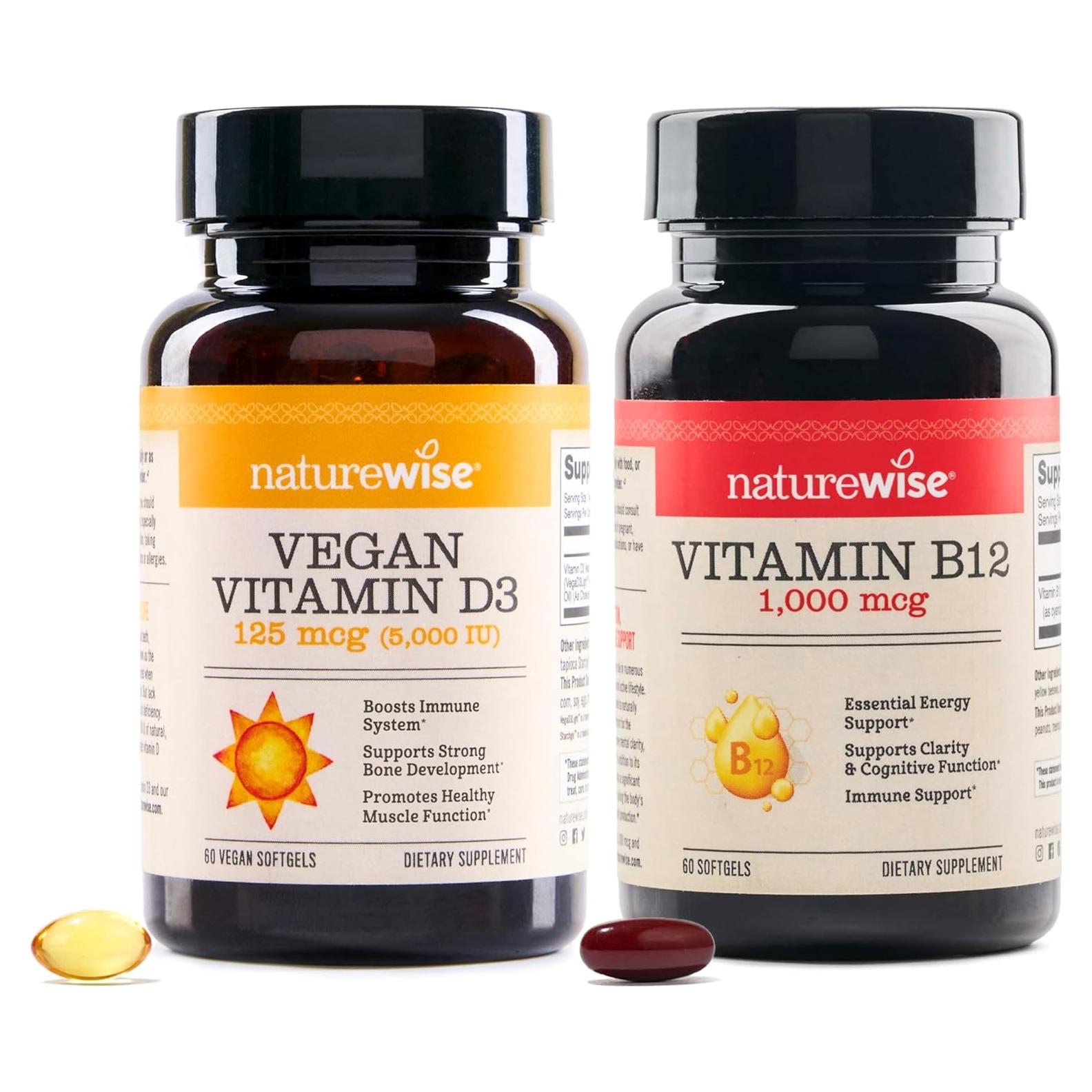 NatureWise Vitamina D3 Vegana 5000 IU + B12 1000 mcg - 60 Gelatinas