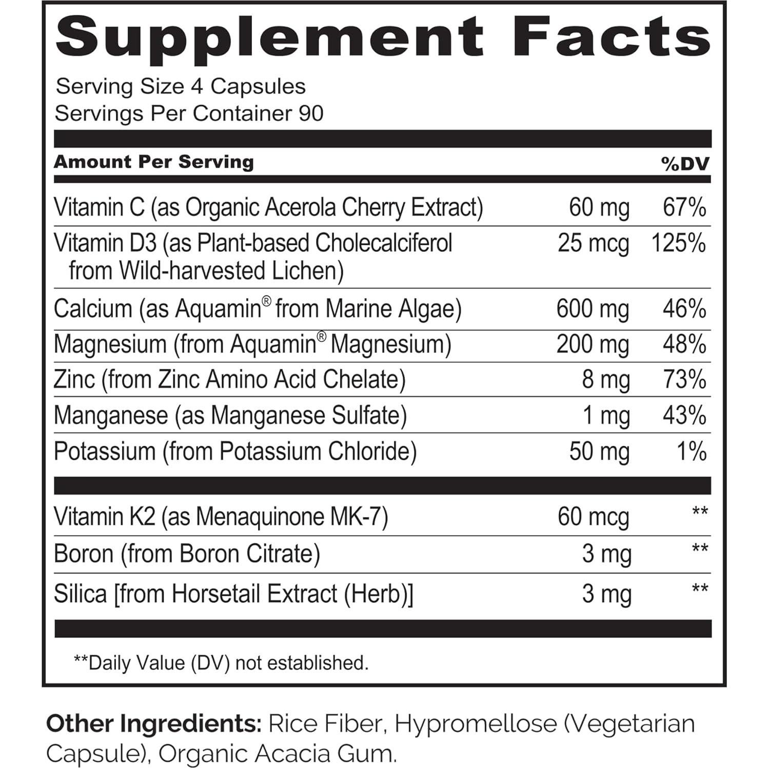 Suplemento de Calcio NATURELO 600mg con Vitamina D3 y K2 - 360 Cápsulas Vegetarianas