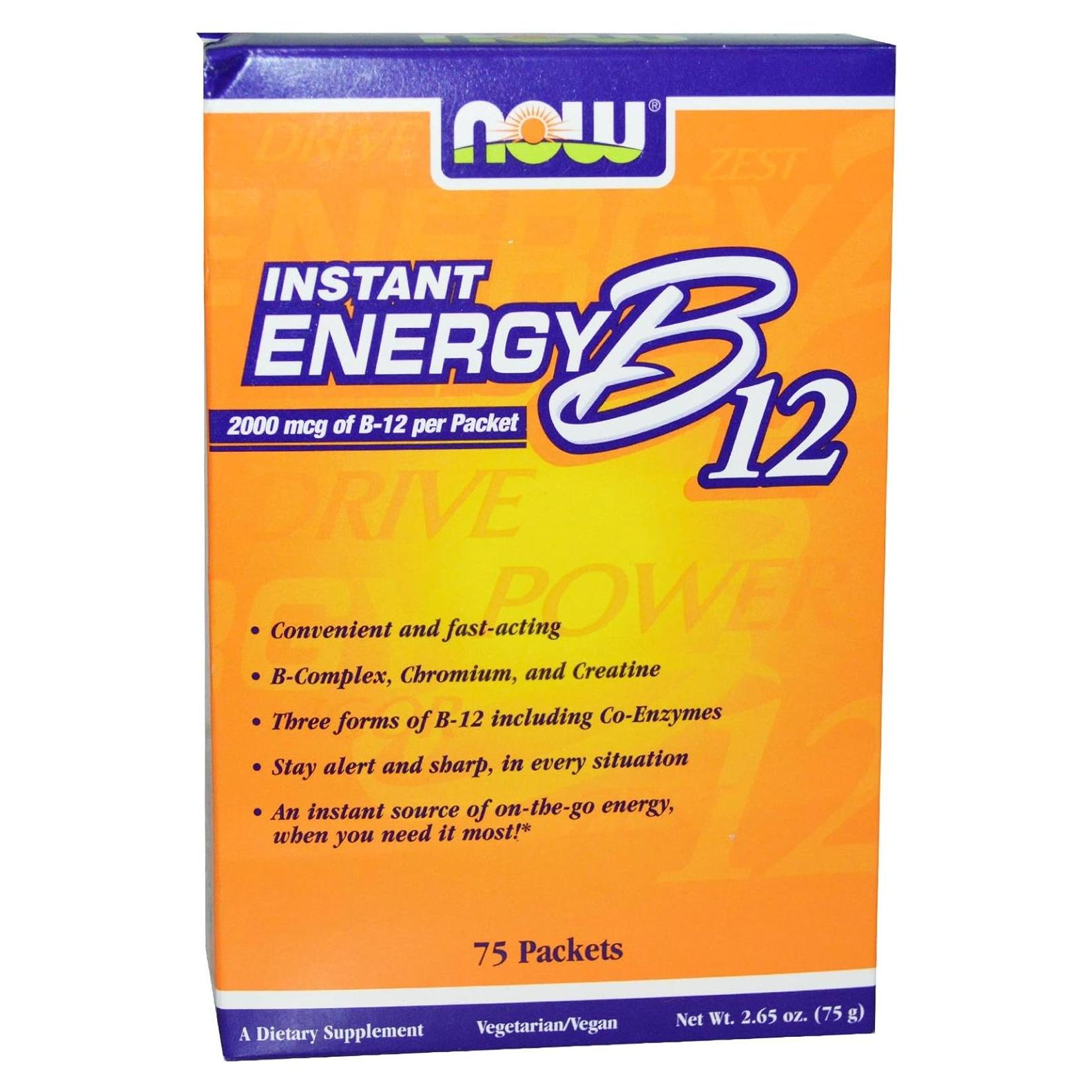 Paquetes de Energía Instantánea B-12 Now Foods 75 Unidades