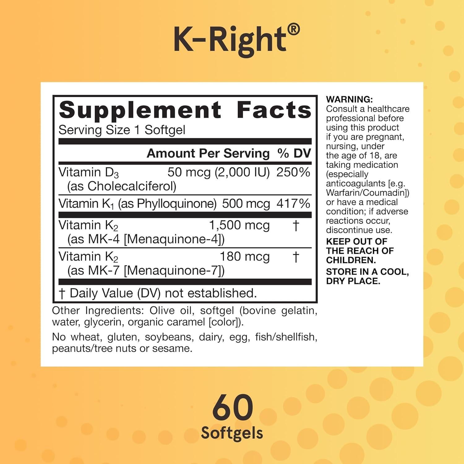 Suplemento de Vitamina K Jarrow Formulas K-Right 60 Cápsulas