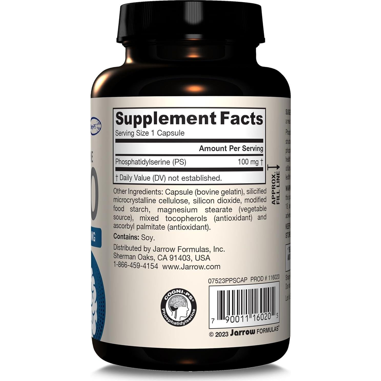 Suplemento Fosfatidilserina Jarrow Formulas 100 mg 120 Cápsulas