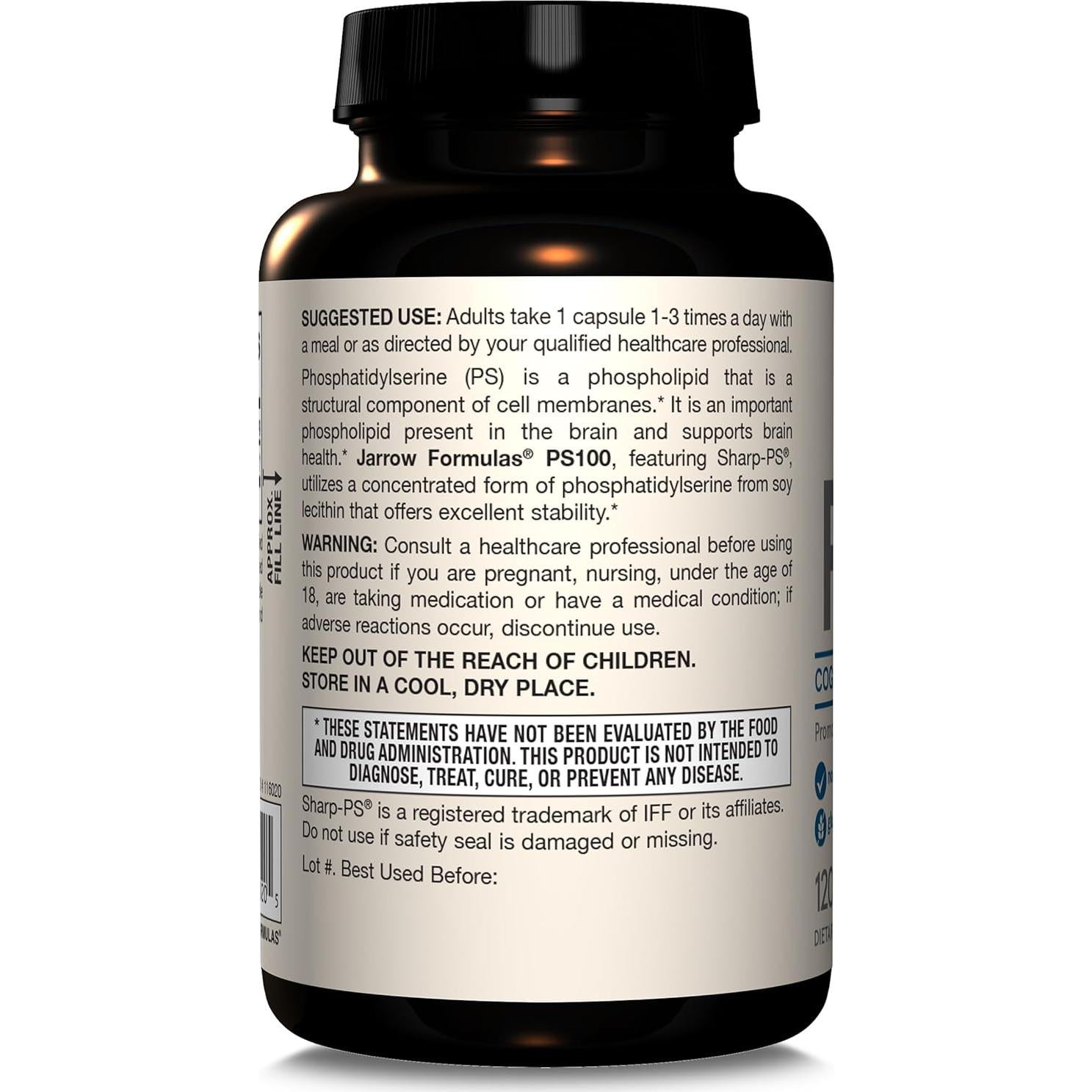 Suplemento Fosfatidilserina Jarrow Formulas 100 mg 120 Cápsulas